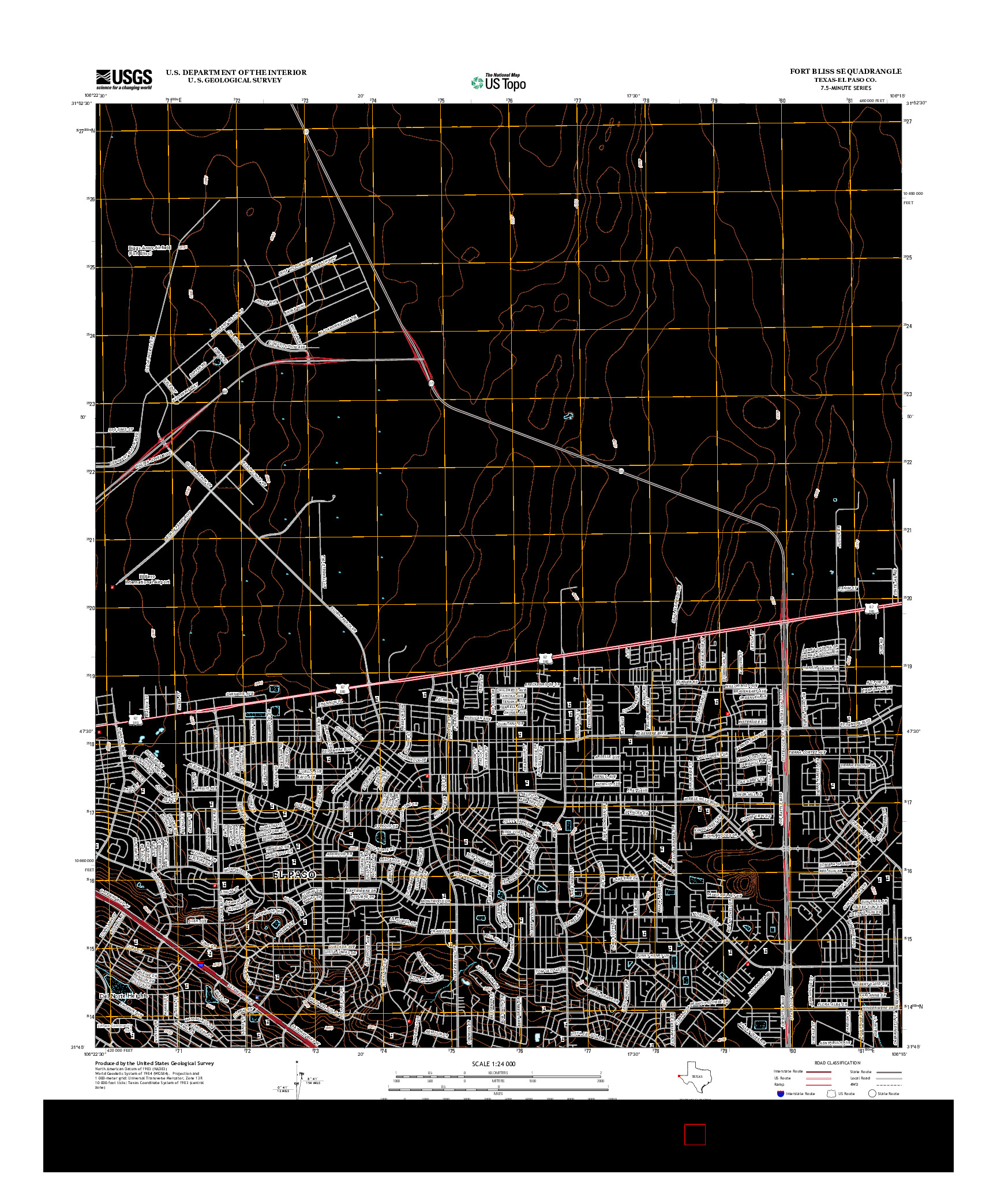 USGS US TOPO 7.5-MINUTE MAP FOR FORT BLISS SE, TX 2012