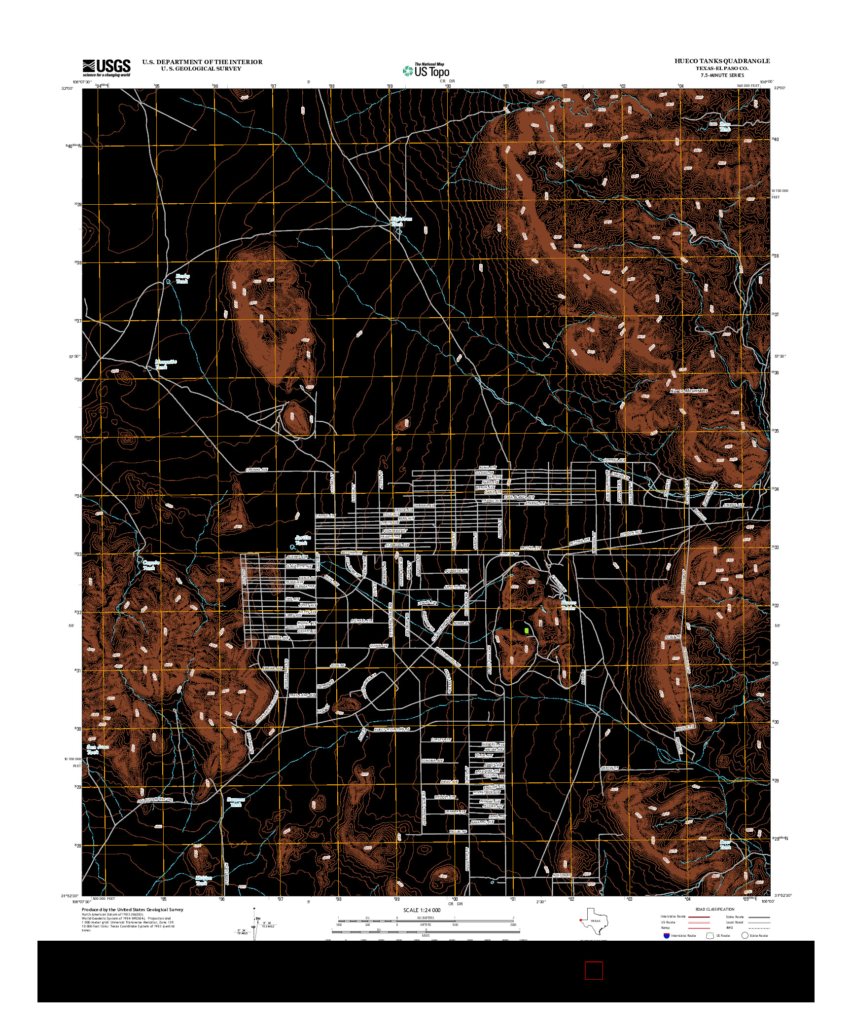 USGS US TOPO 7.5-MINUTE MAP FOR HUECO TANKS, TX 2012