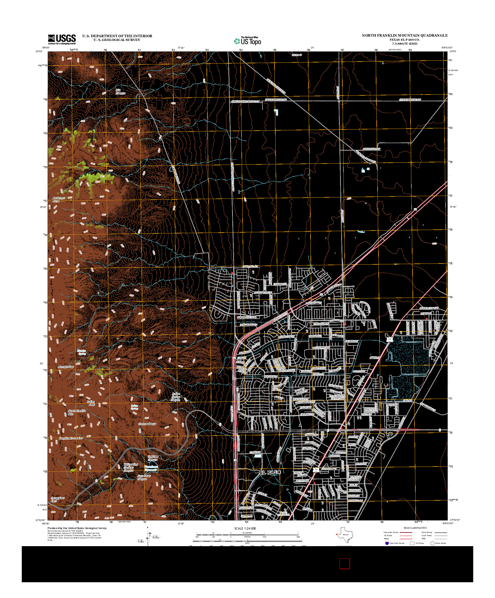 USGS US TOPO 7.5-MINUTE MAP FOR NORTH FRANKLIN MOUNTAIN, TX 2012