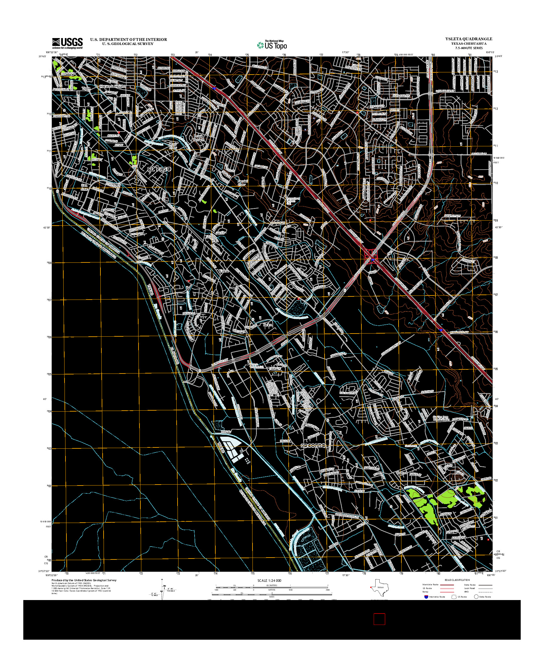 USGS US TOPO 7.5-MINUTE MAP FOR YSLETA, TX-CHH 2012