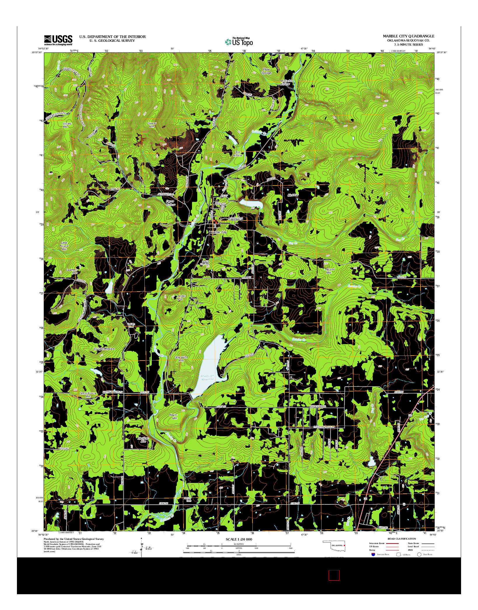 USGS US TOPO 7.5-MINUTE MAP FOR MARBLE CITY, OK 2012