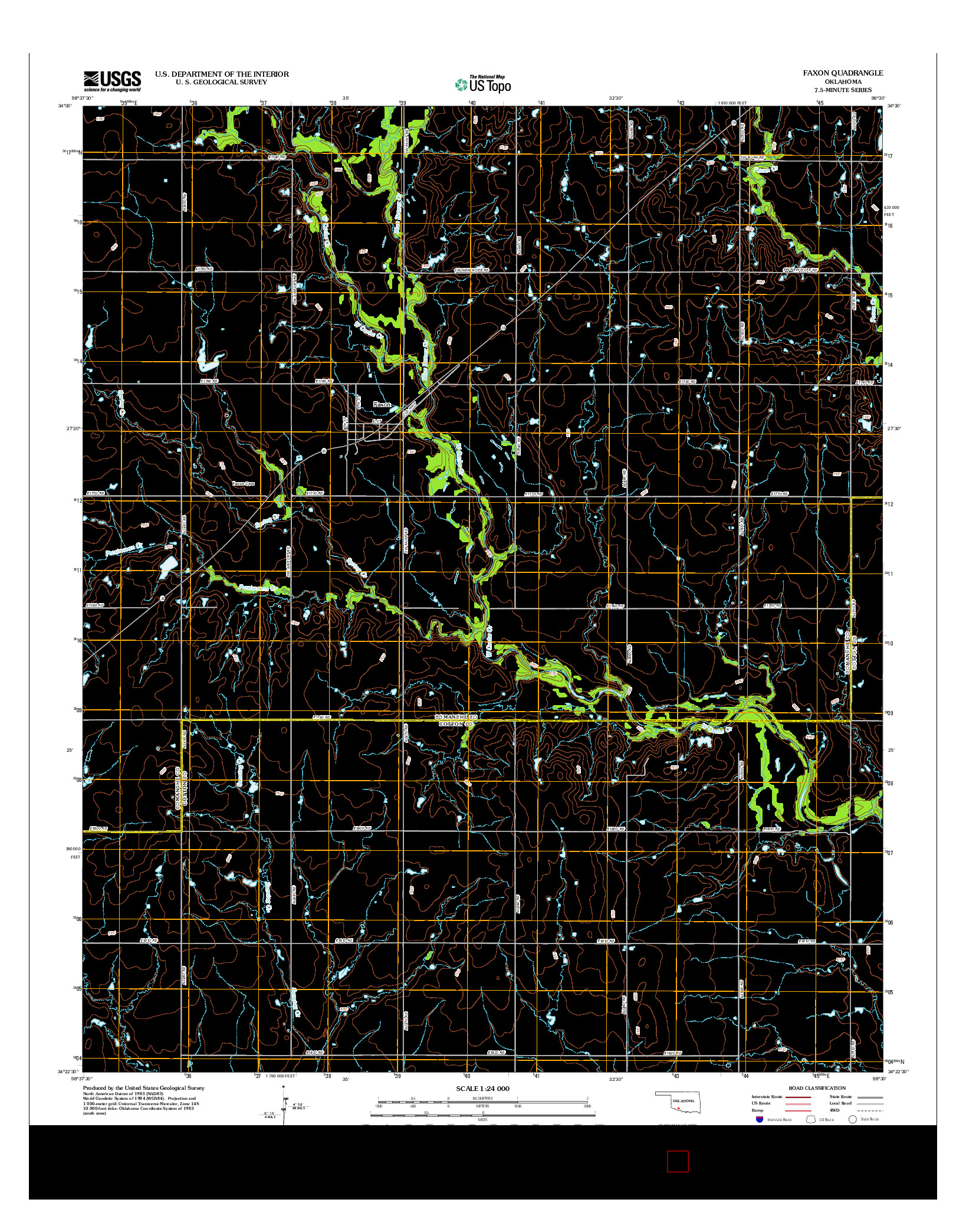 USGS US TOPO 7.5-MINUTE MAP FOR FAXON, OK 2012