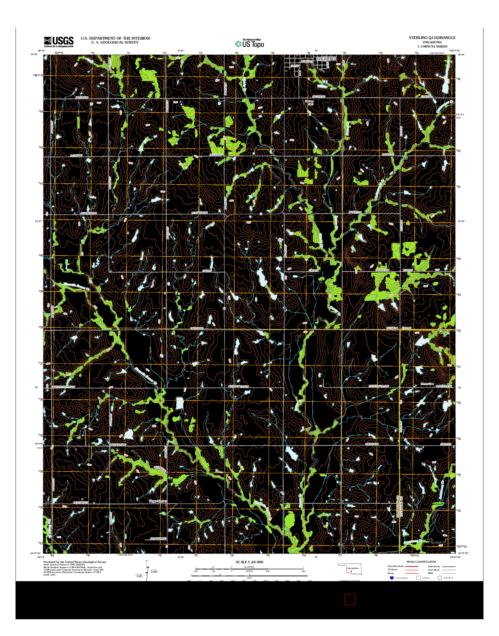 USGS US TOPO 7.5-MINUTE MAP FOR STERLING, OK 2012