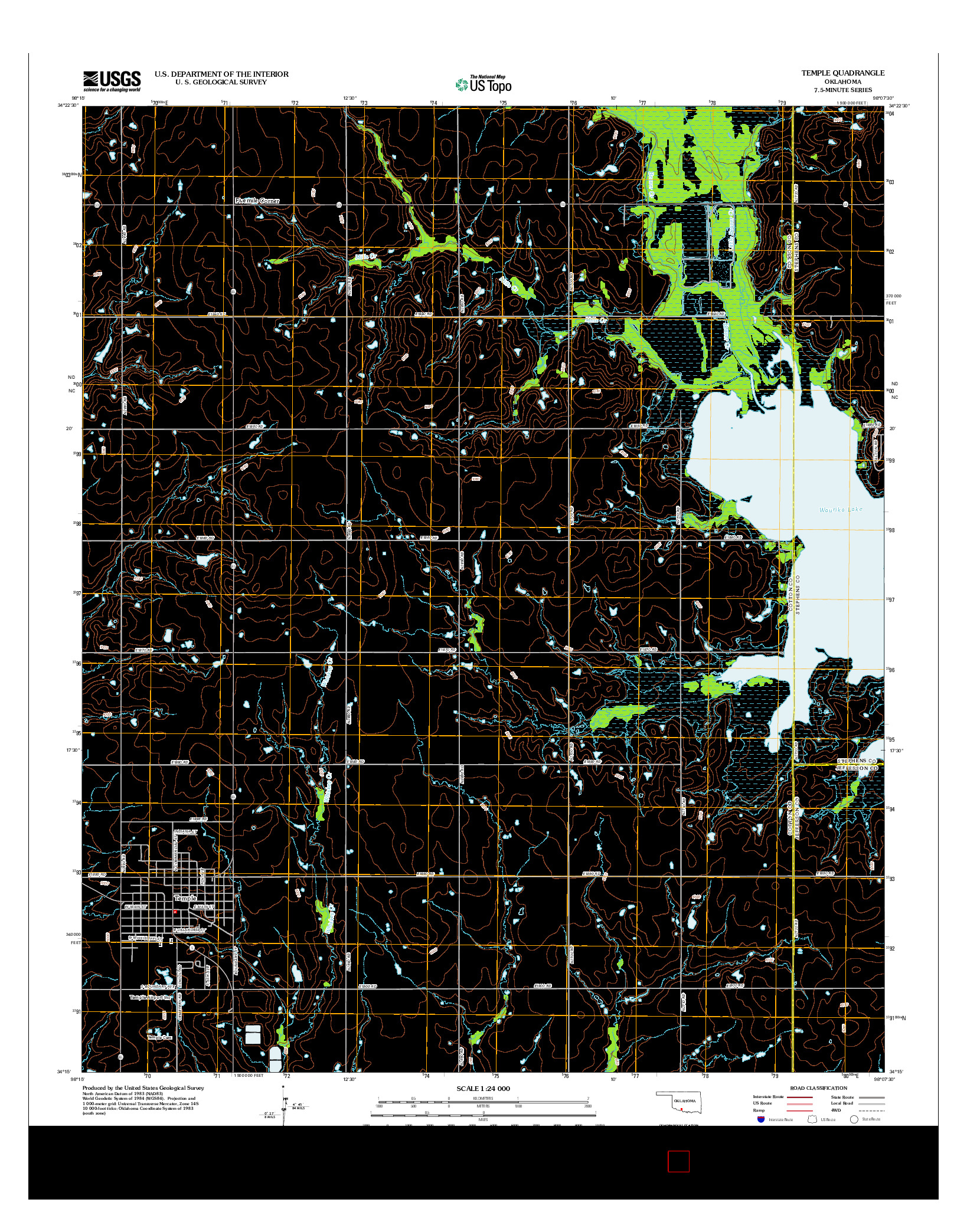 USGS US TOPO 7.5-MINUTE MAP FOR TEMPLE, OK 2012