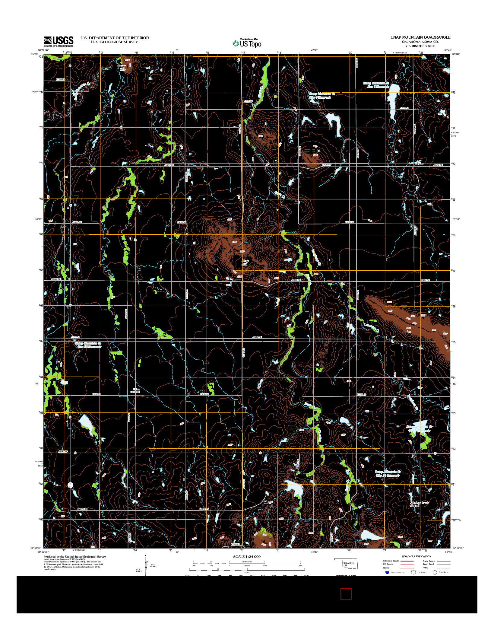 USGS US TOPO 7.5-MINUTE MAP FOR UNAP MOUNTAIN, OK 2012