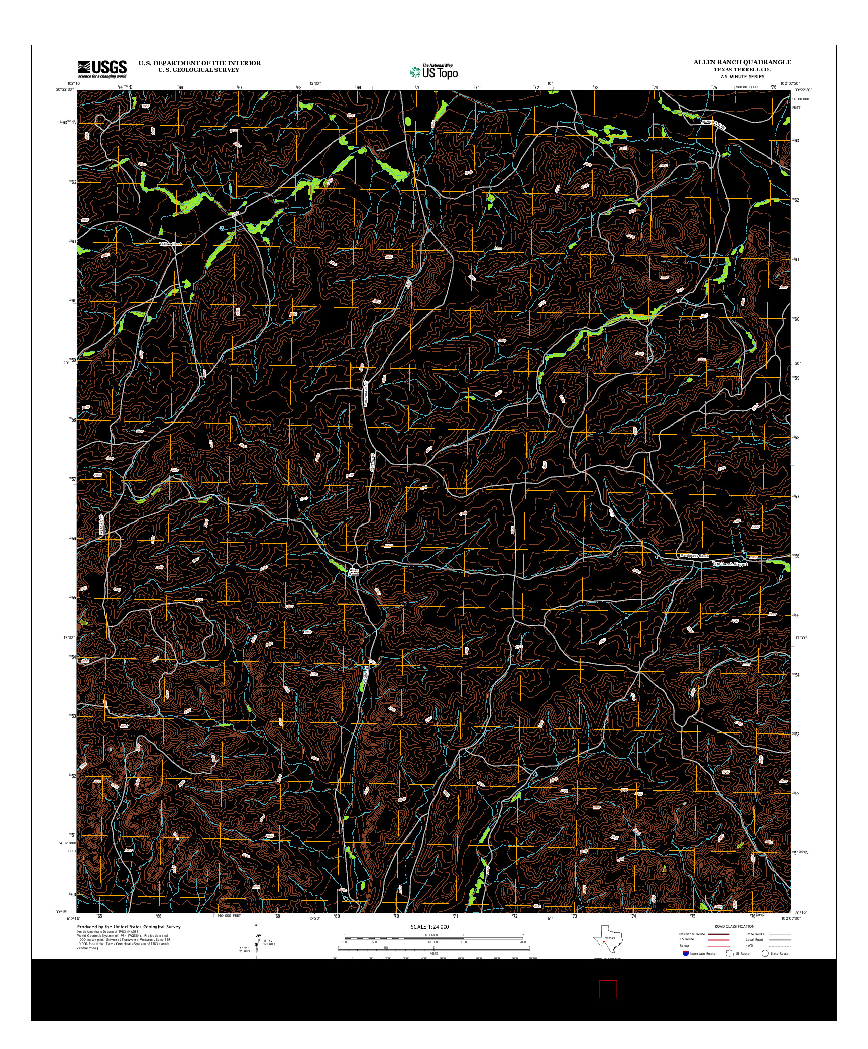 USGS US TOPO 7.5-MINUTE MAP FOR ALLEN RANCH, TX 2012