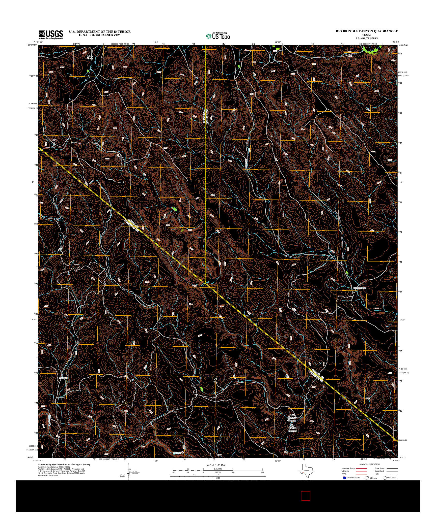 USGS US TOPO 7.5-MINUTE MAP FOR BIG BRINDLE CANYON, TX 2012