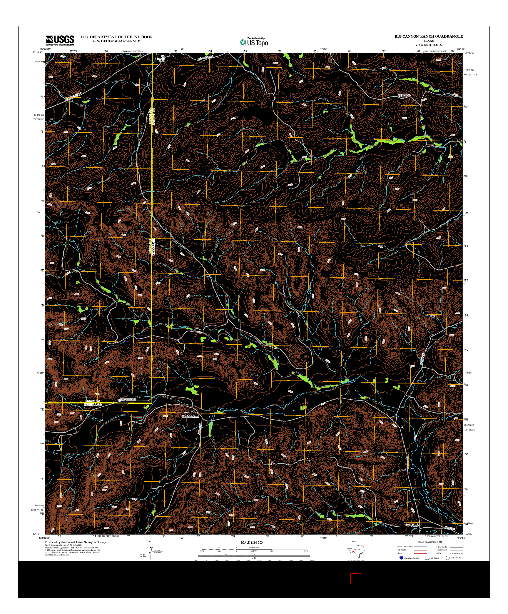 USGS US TOPO 7.5-MINUTE MAP FOR BIG CANYON RANCH, TX 2012