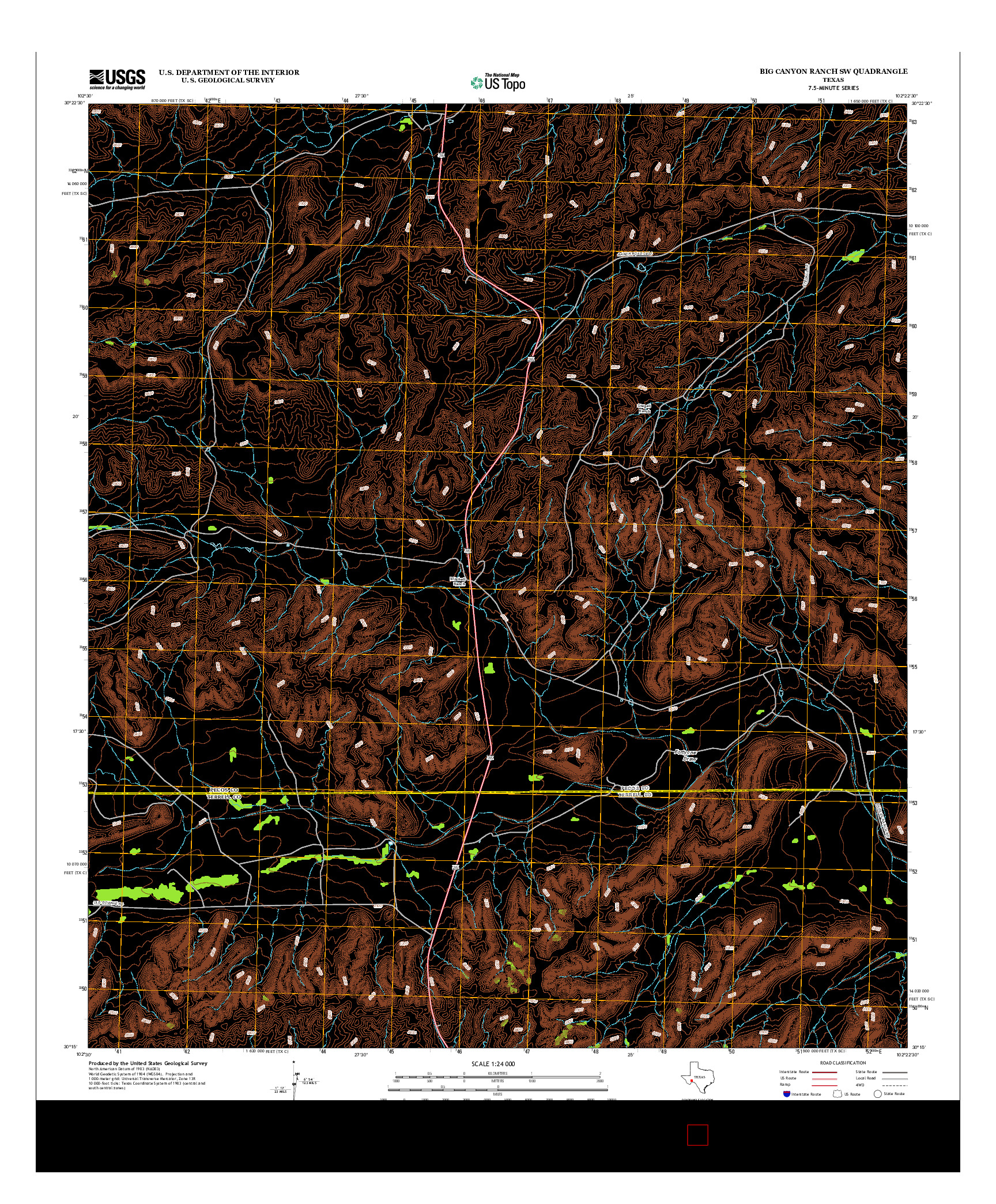 USGS US TOPO 7.5-MINUTE MAP FOR BIG CANYON RANCH SW, TX 2012