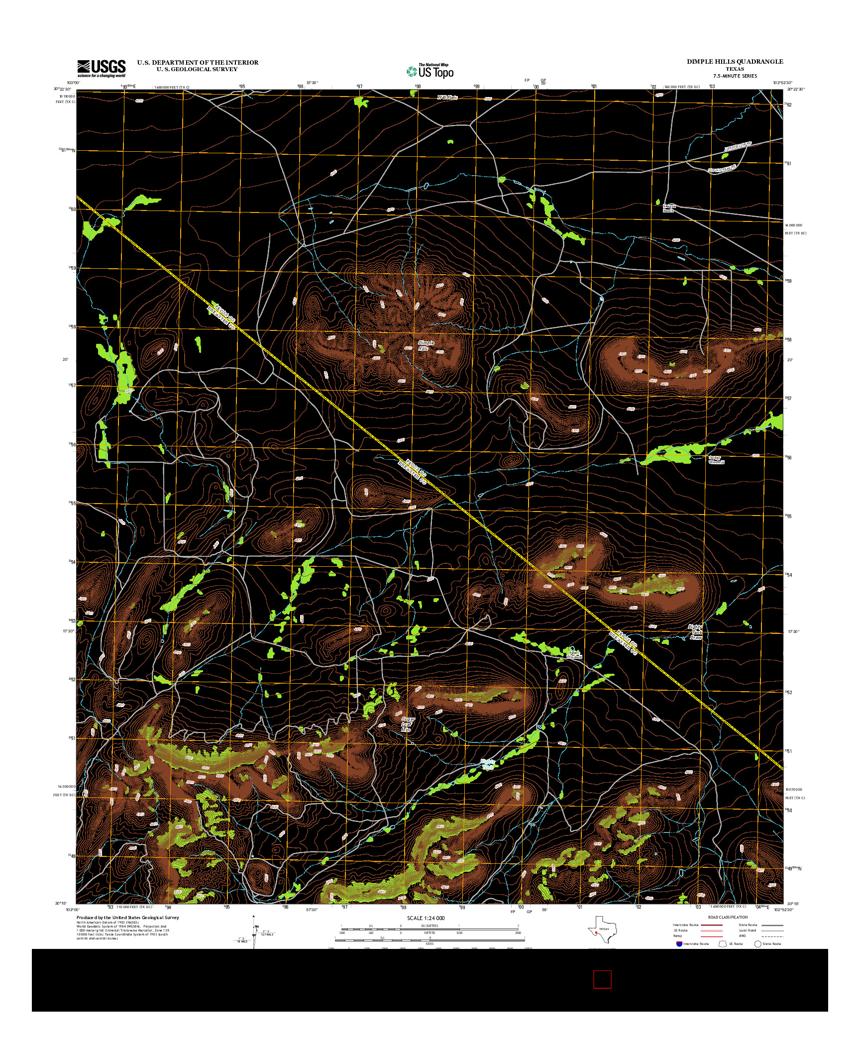 USGS US TOPO 7.5-MINUTE MAP FOR DIMPLE HILLS, TX 2012