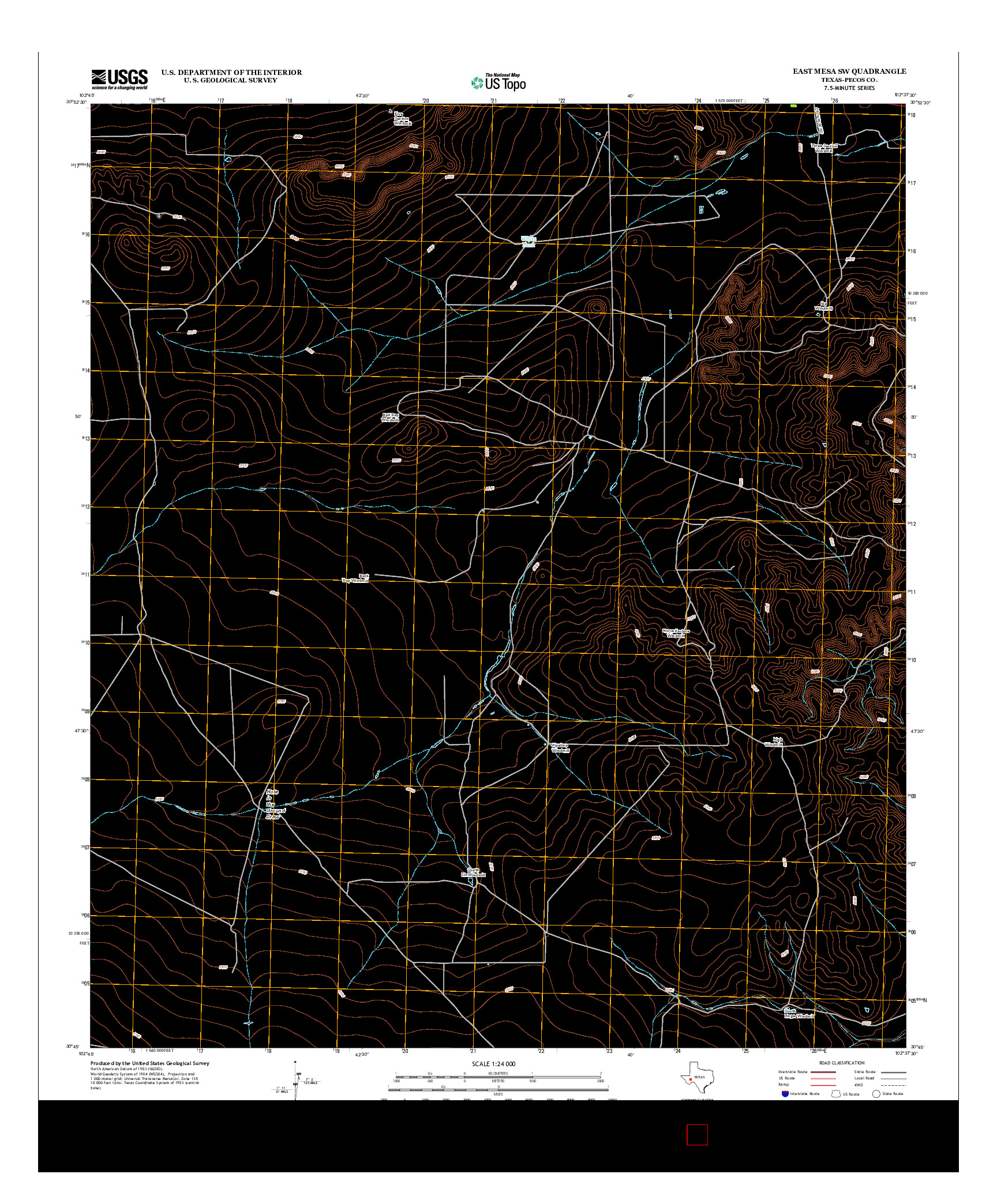 USGS US TOPO 7.5-MINUTE MAP FOR EAST MESA SW, TX 2012