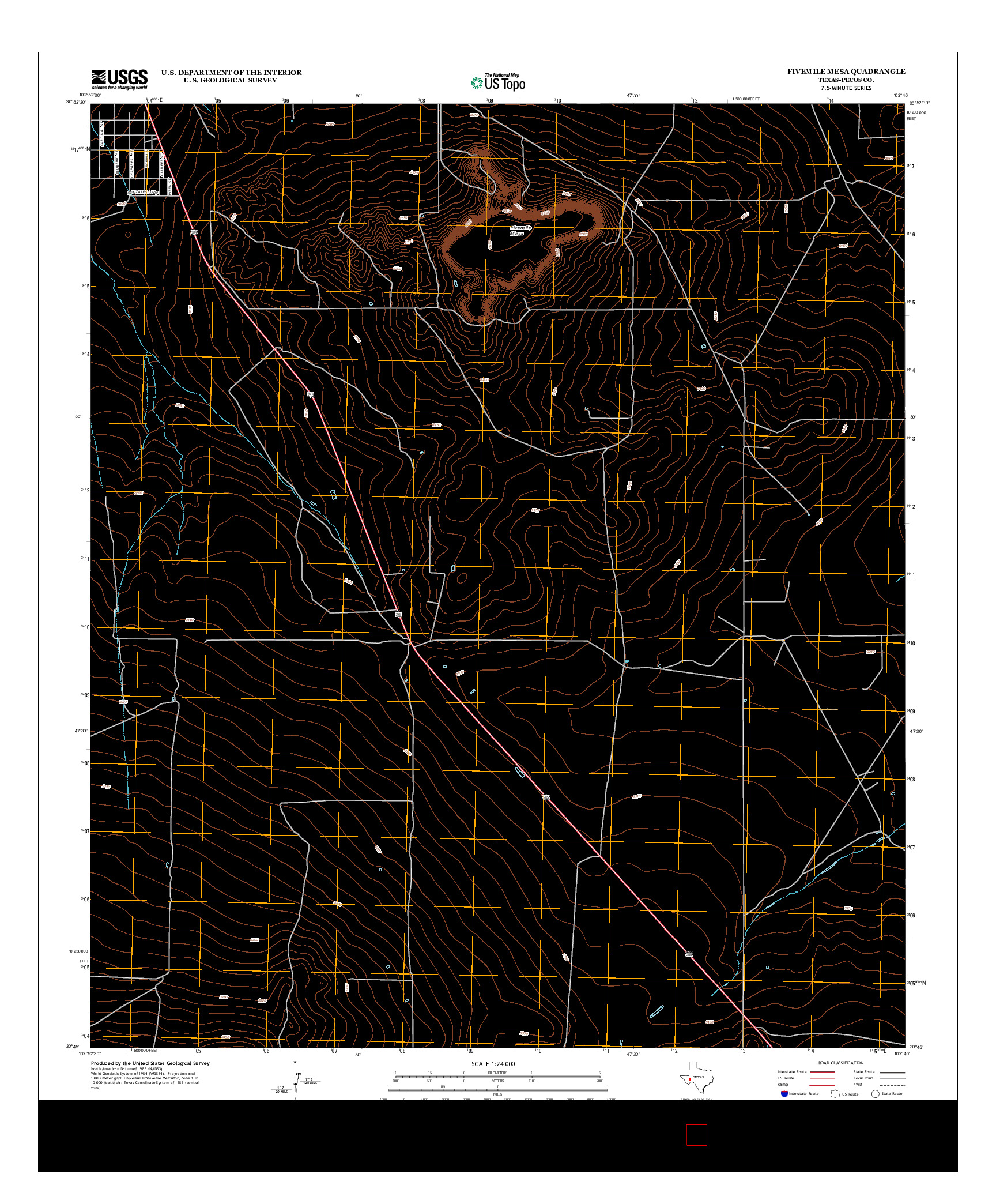 USGS US TOPO 7.5-MINUTE MAP FOR FIVEMILE MESA, TX 2012