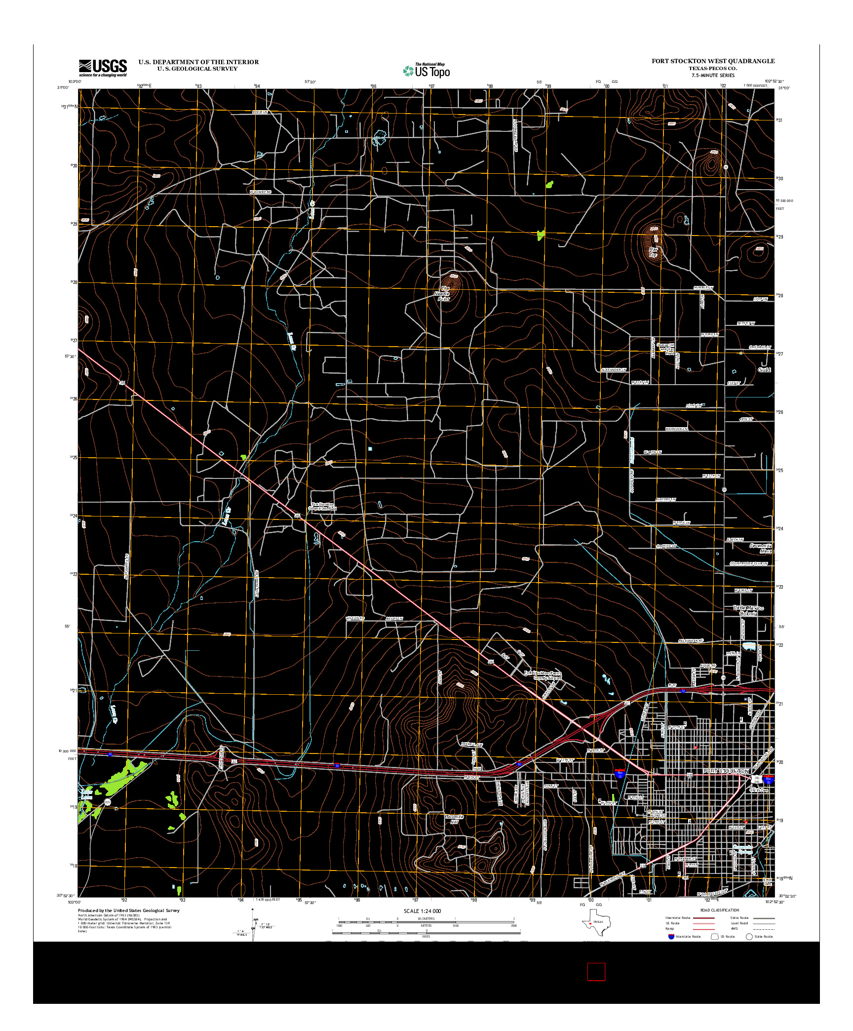 USGS US TOPO 7.5-MINUTE MAP FOR FORT STOCKTON WEST, TX 2012