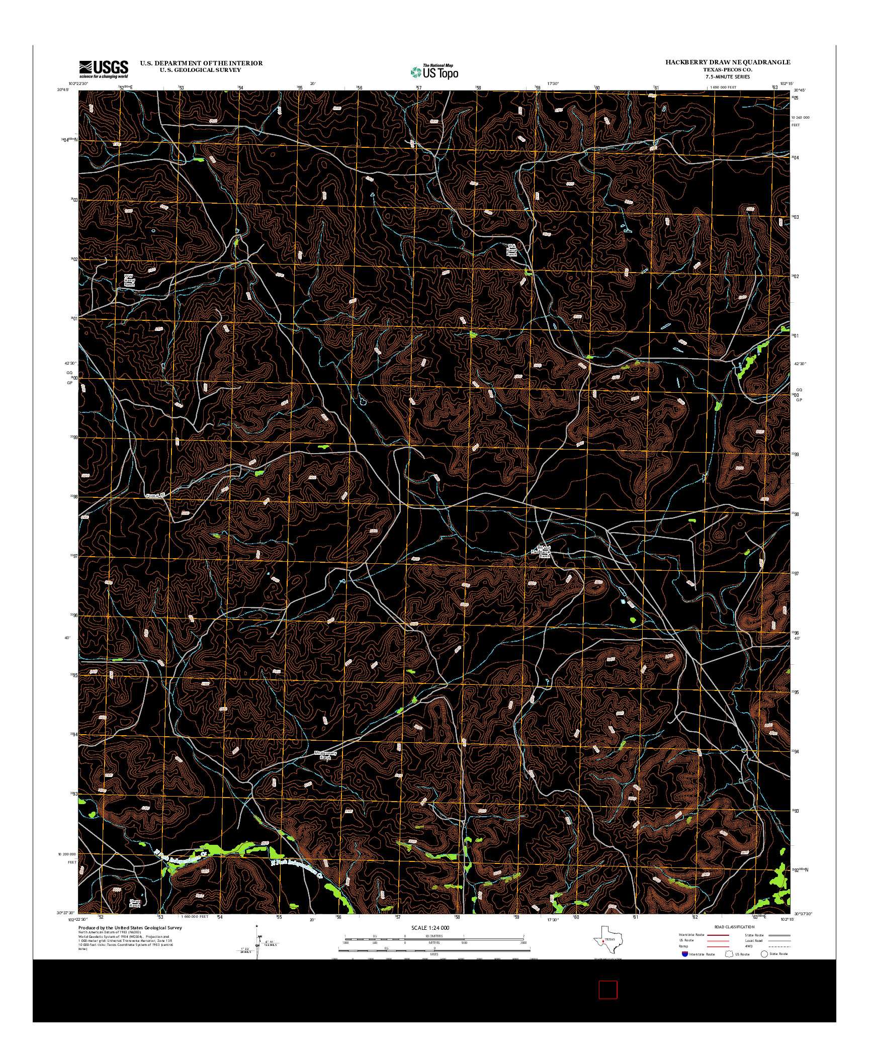 USGS US TOPO 7.5-MINUTE MAP FOR HACKBERRY DRAW NE, TX 2012