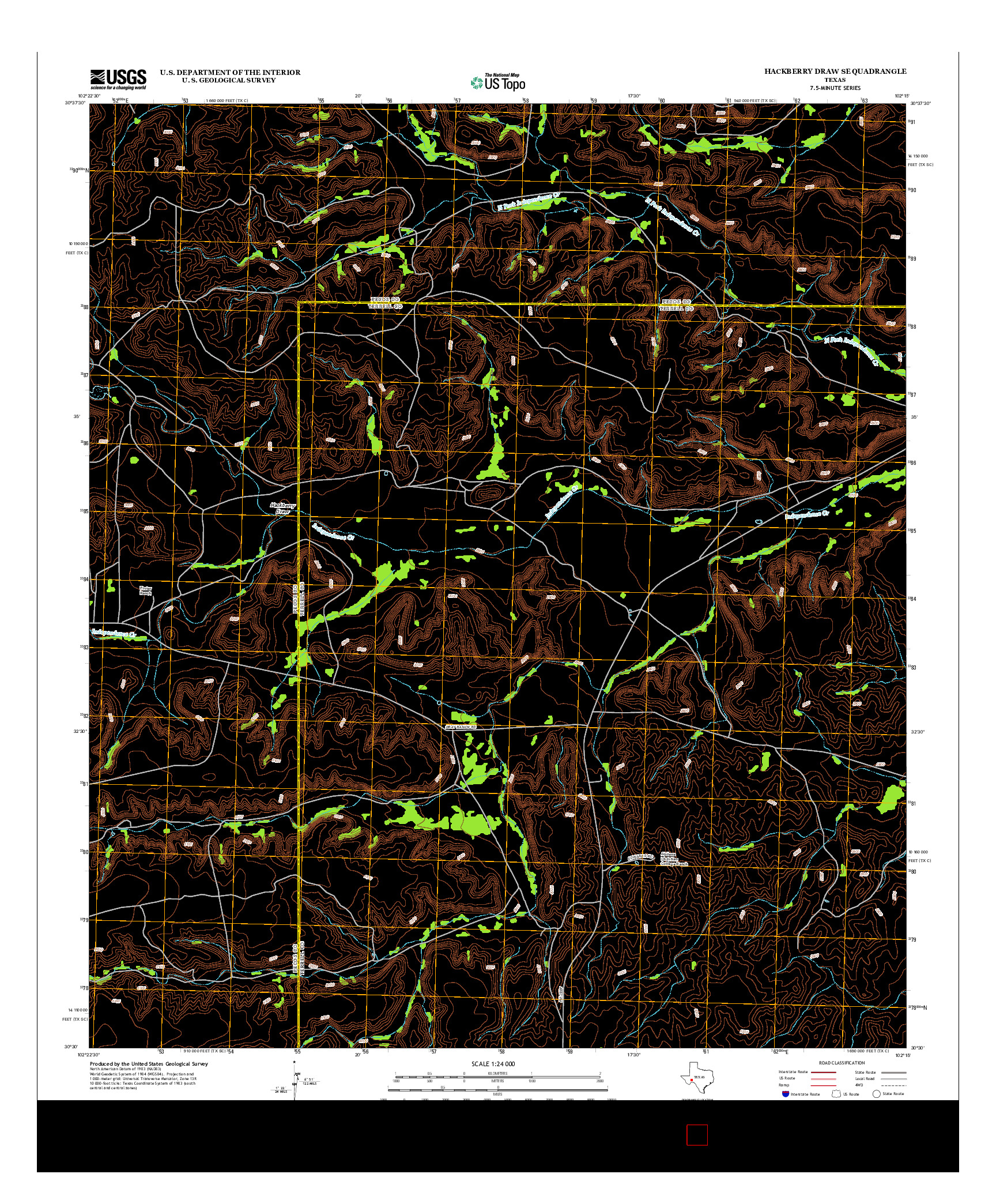 USGS US TOPO 7.5-MINUTE MAP FOR HACKBERRY DRAW SE, TX 2012