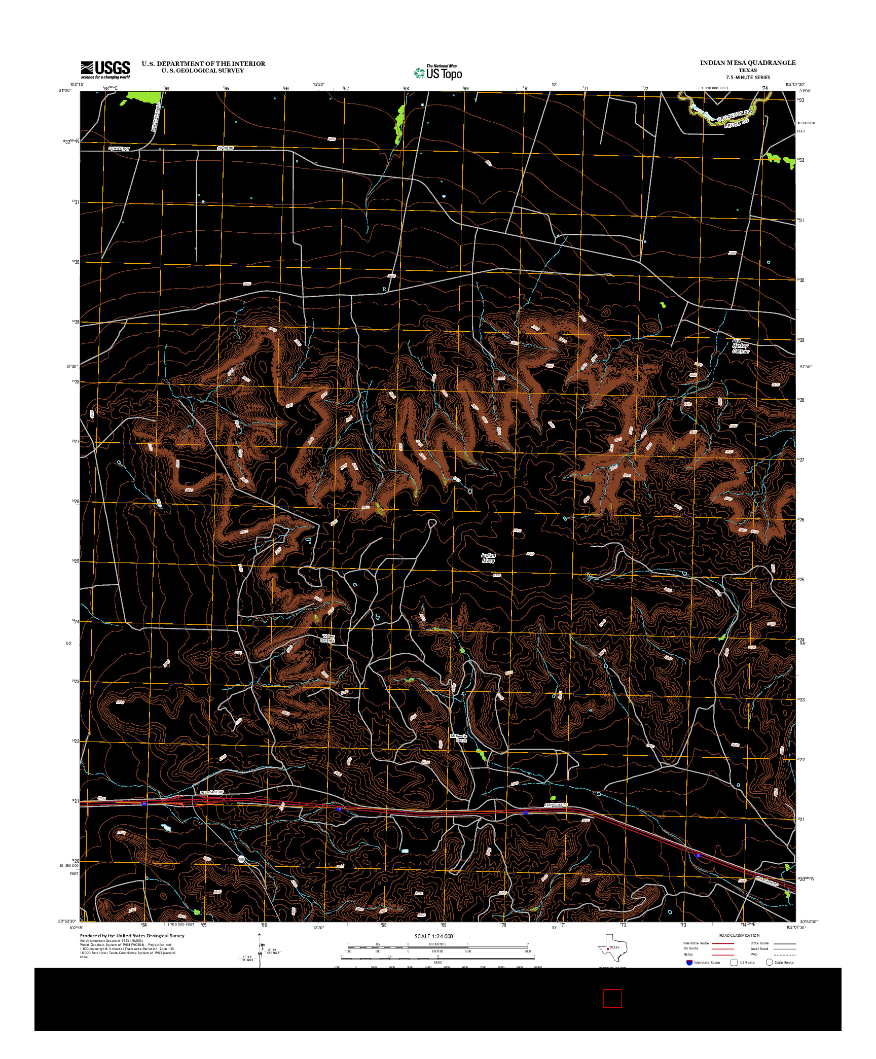USGS US TOPO 7.5-MINUTE MAP FOR INDIAN MESA, TX 2012