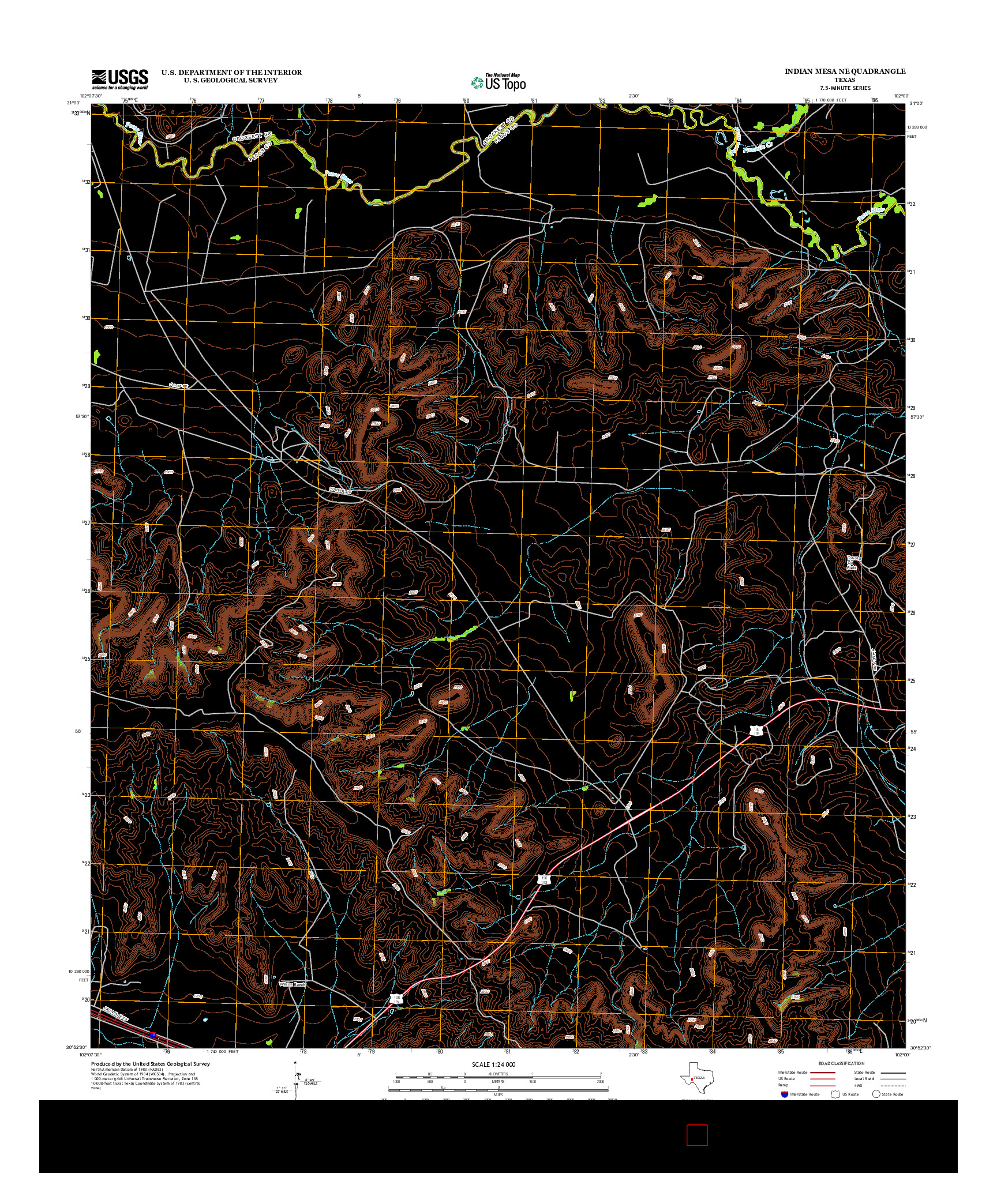 USGS US TOPO 7.5-MINUTE MAP FOR INDIAN MESA NE, TX 2012