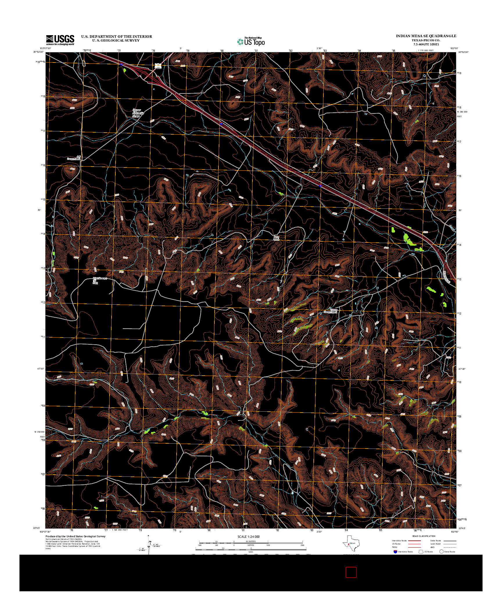 USGS US TOPO 7.5-MINUTE MAP FOR INDIAN MESA SE, TX 2012