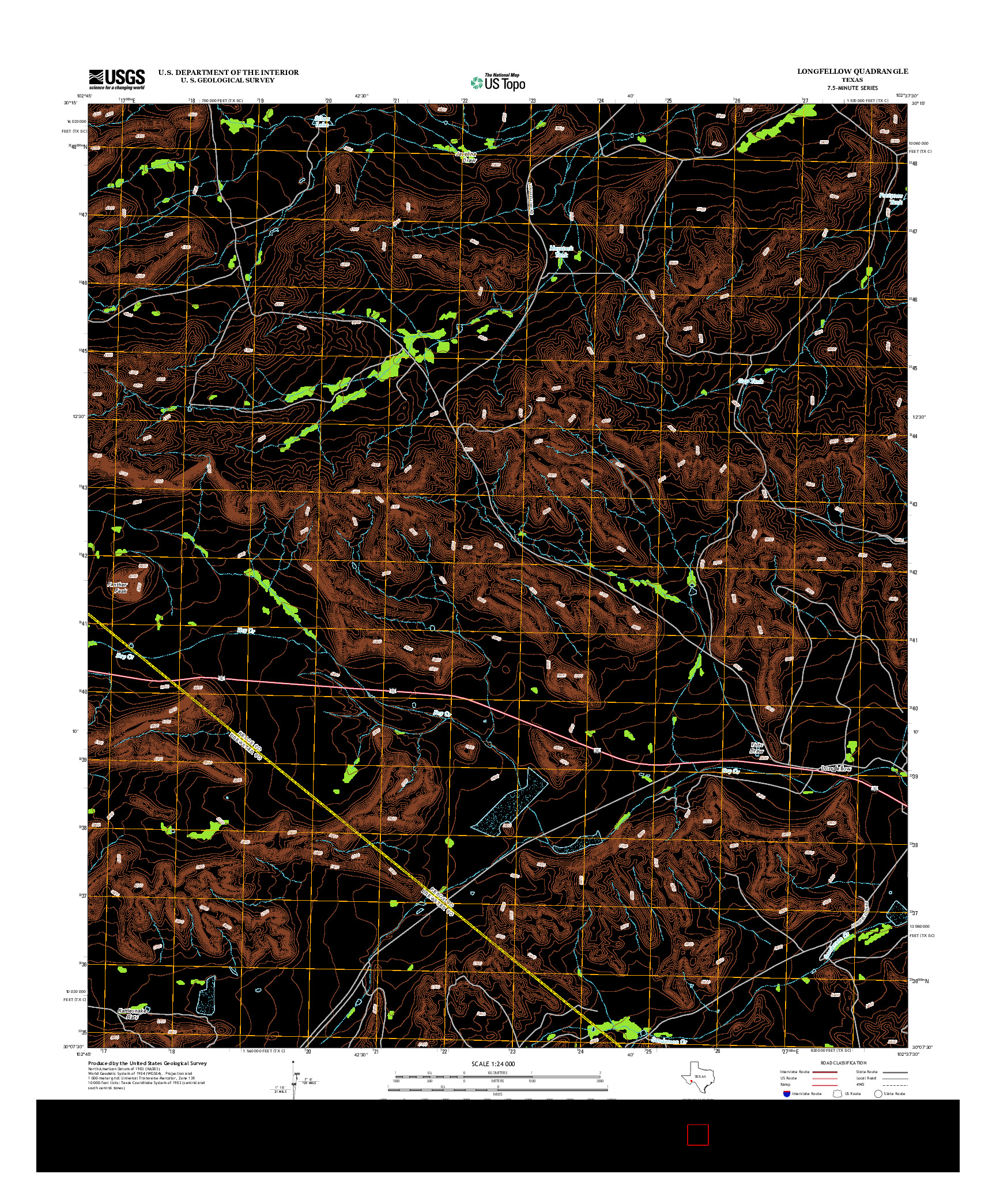 USGS US TOPO 7.5-MINUTE MAP FOR LONGFELLOW, TX 2012