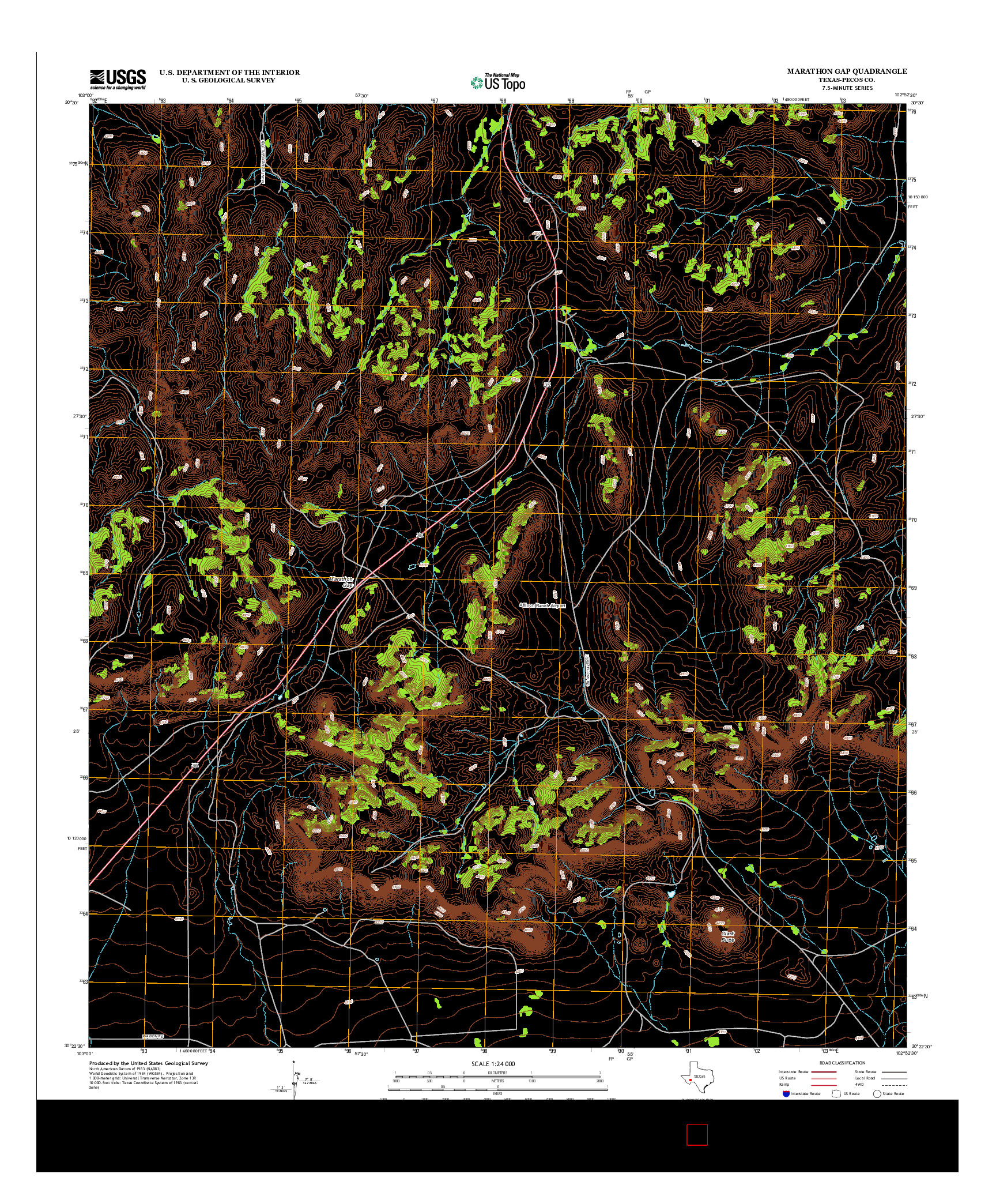 USGS US TOPO 7.5-MINUTE MAP FOR MARATHON GAP, TX 2012