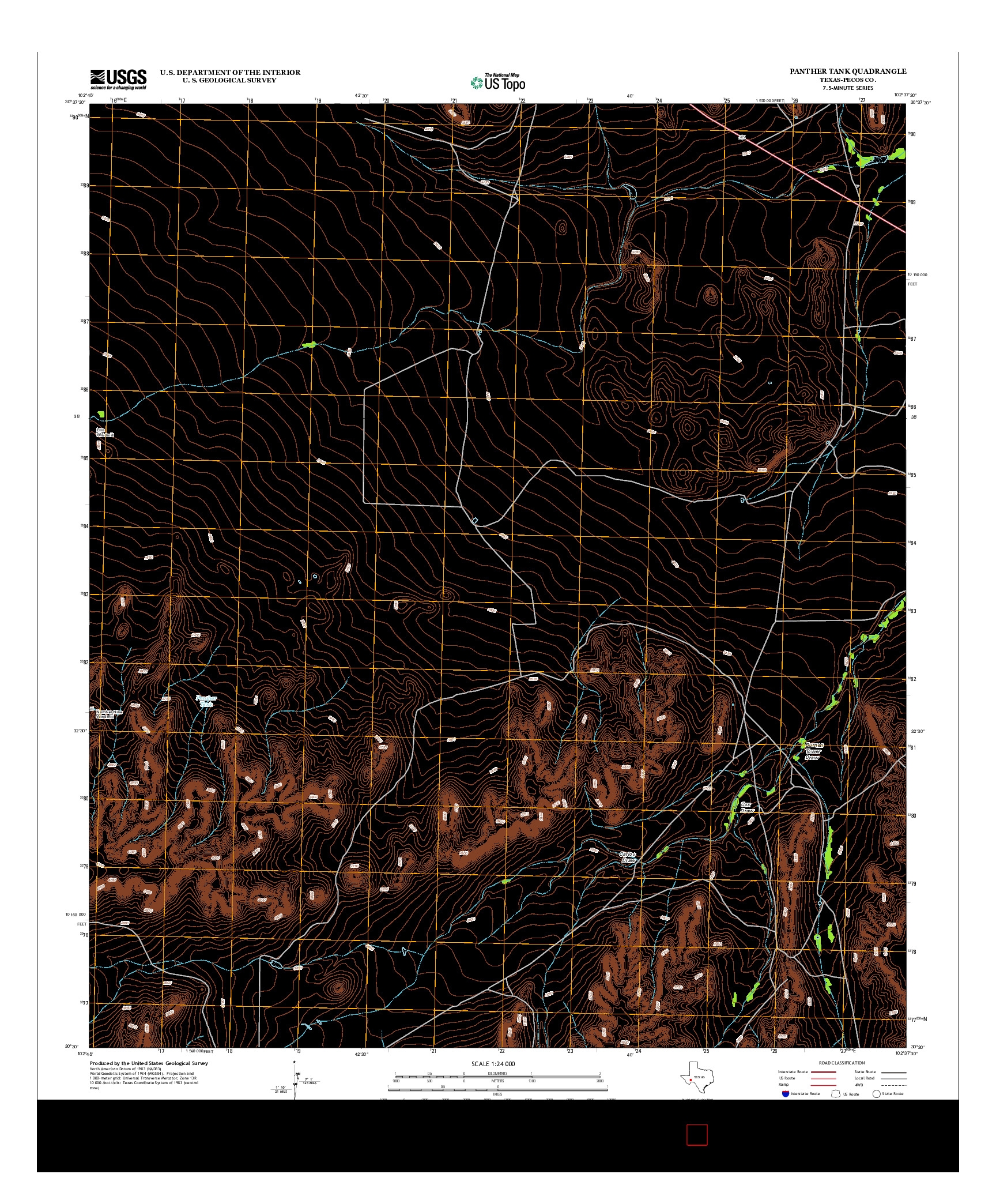 USGS US TOPO 7.5-MINUTE MAP FOR PANTHER TANK, TX 2012