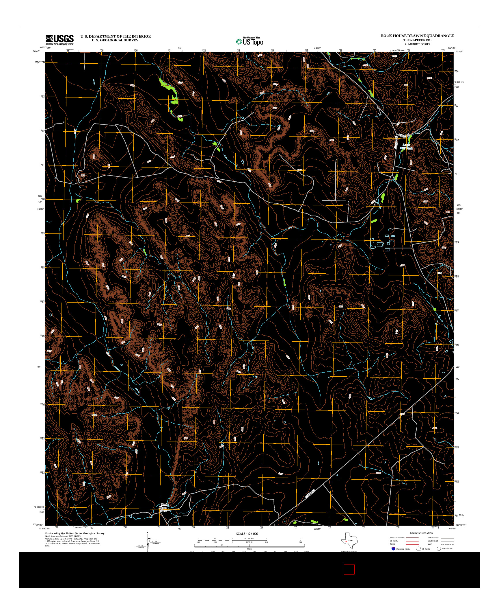 USGS US TOPO 7.5-MINUTE MAP FOR ROCK HOUSE DRAW NE, TX 2012