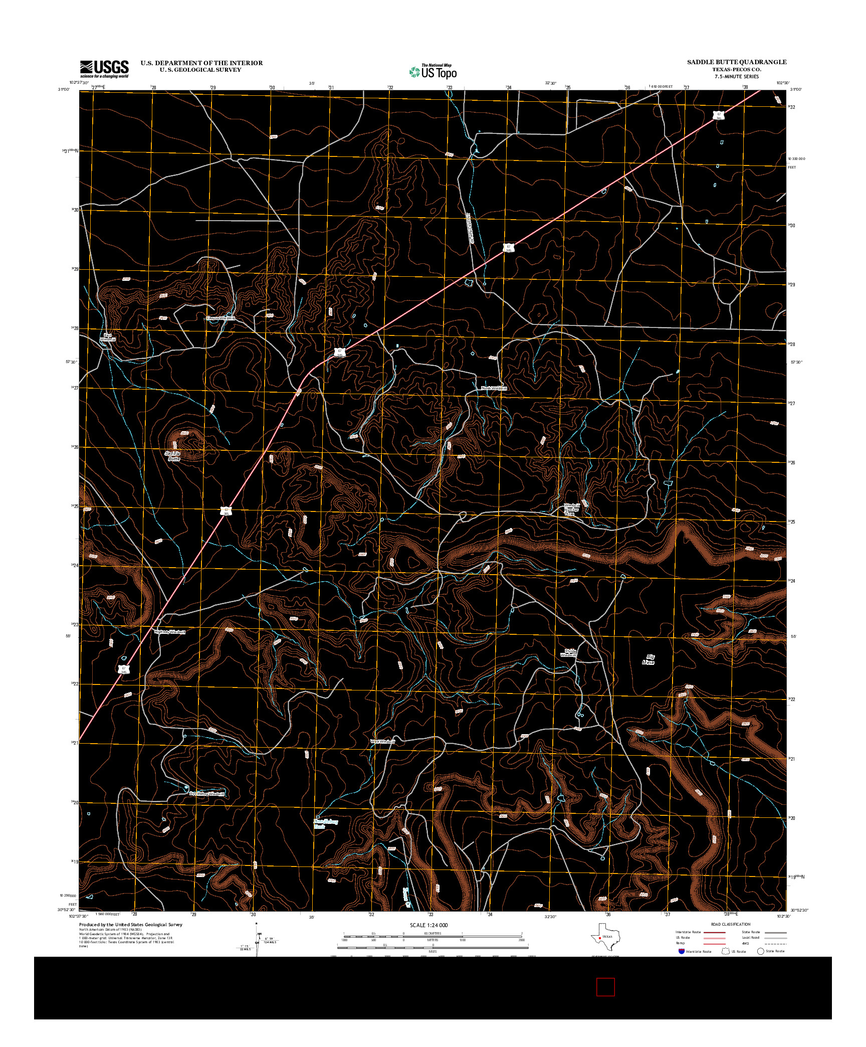 USGS US TOPO 7.5-MINUTE MAP FOR SADDLE BUTTE, TX 2012
