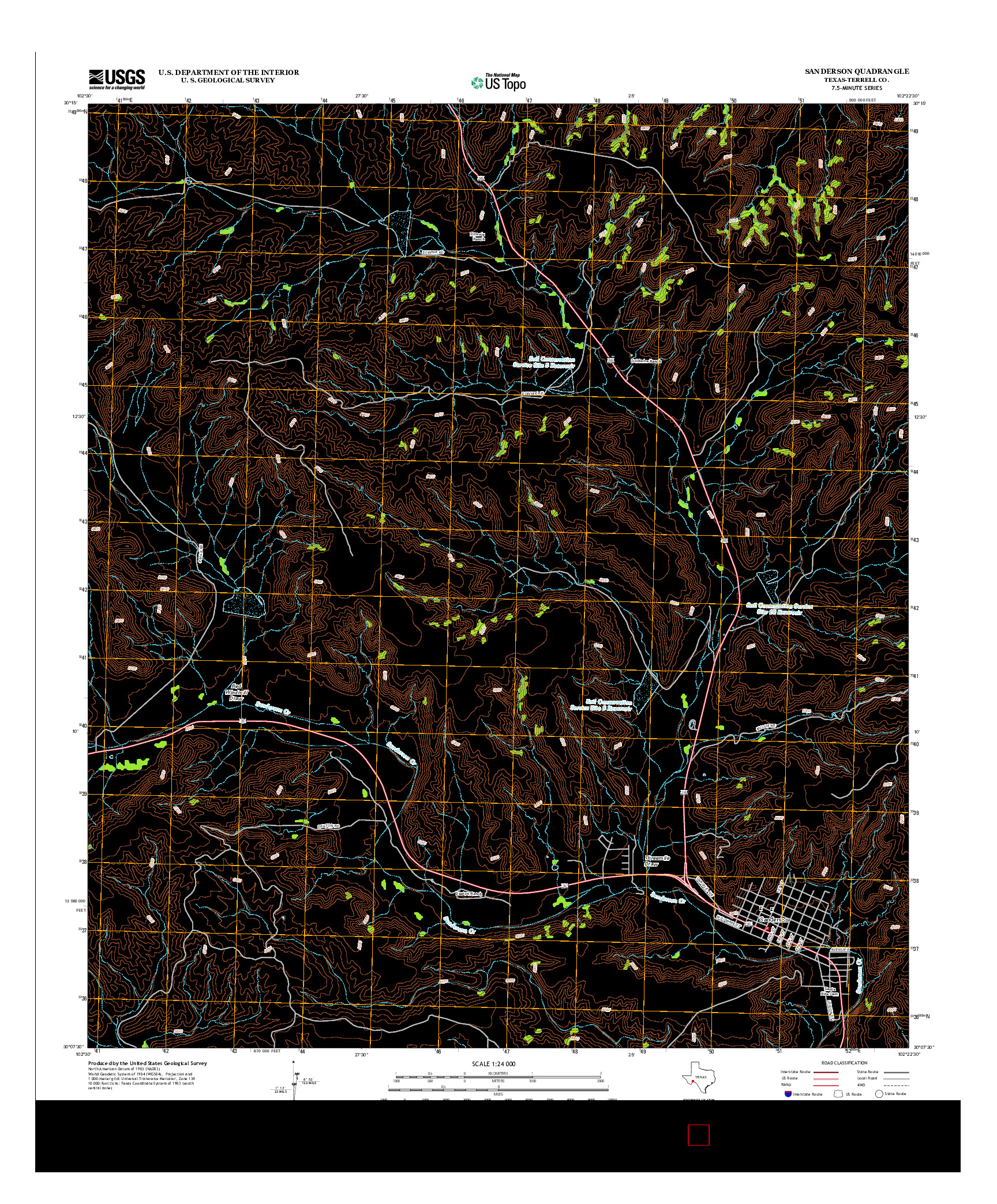 USGS US TOPO 7.5-MINUTE MAP FOR SANDERSON, TX 2012