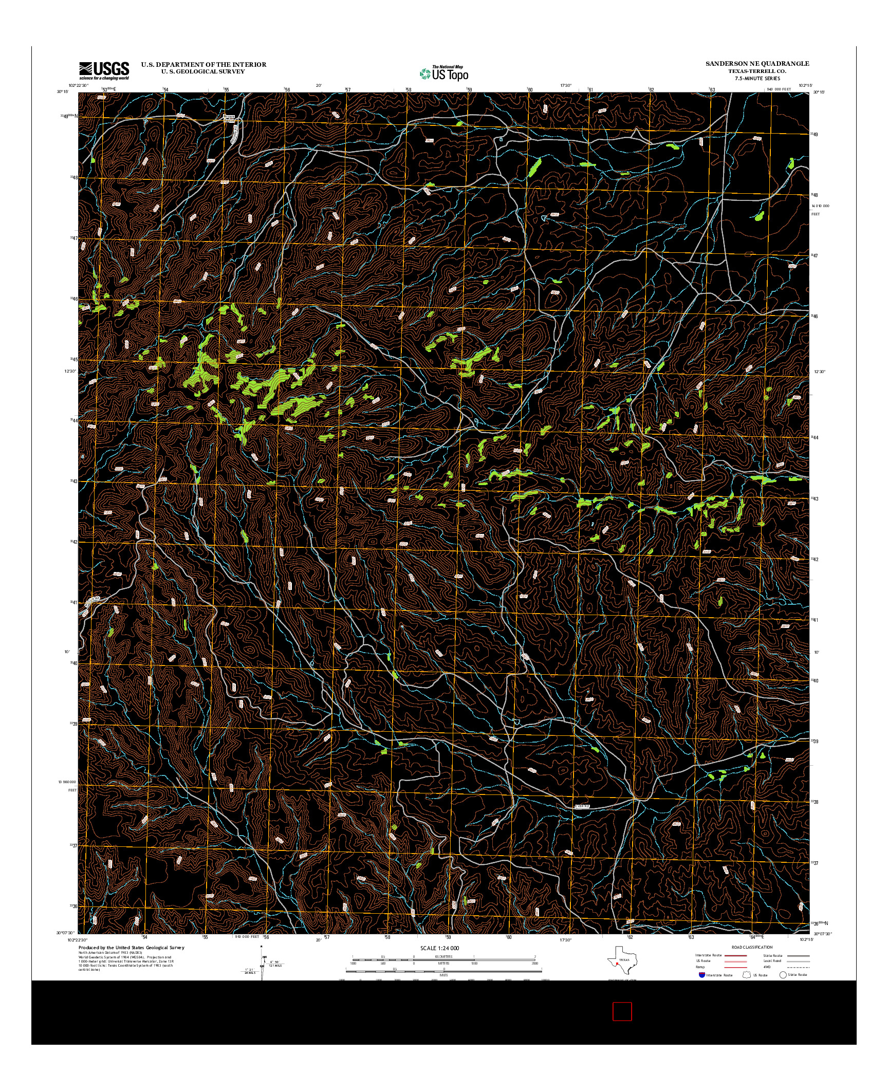 USGS US TOPO 7.5-MINUTE MAP FOR SANDERSON NE, TX 2012