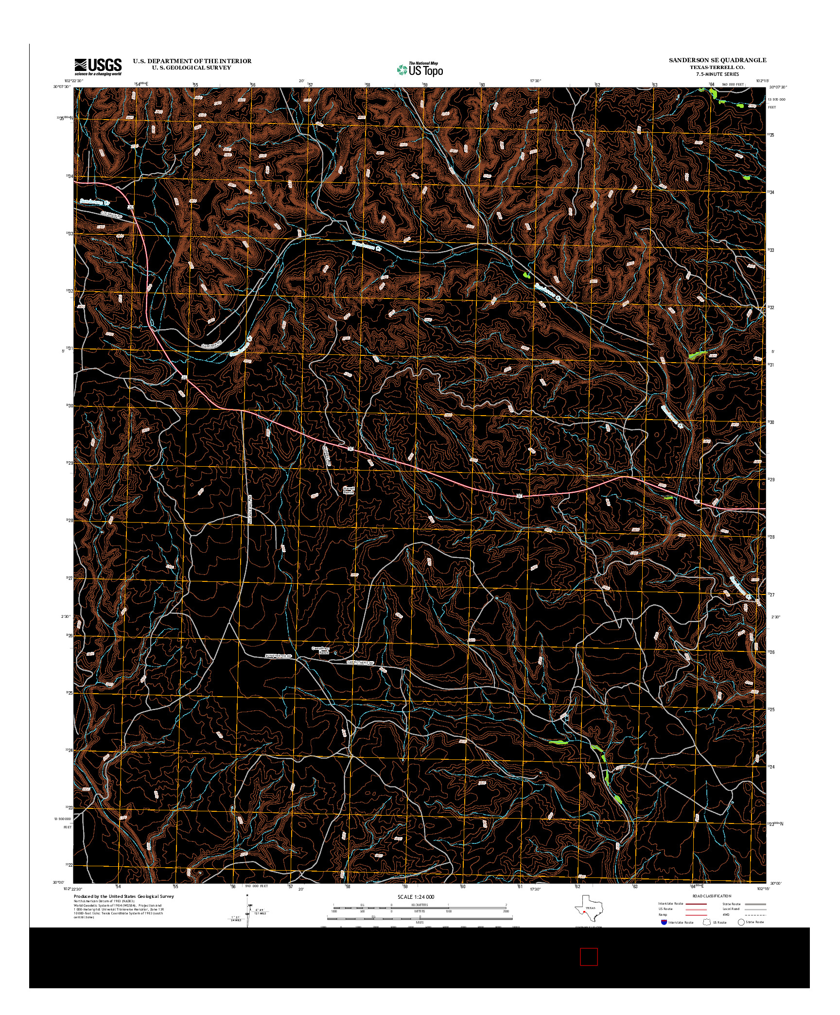 USGS US TOPO 7.5-MINUTE MAP FOR SANDERSON SE, TX 2012