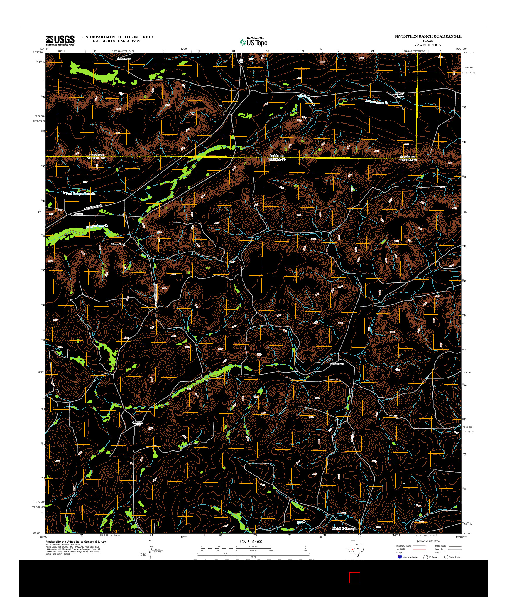 USGS US TOPO 7.5-MINUTE MAP FOR SEVENTEEN RANCH, TX 2012