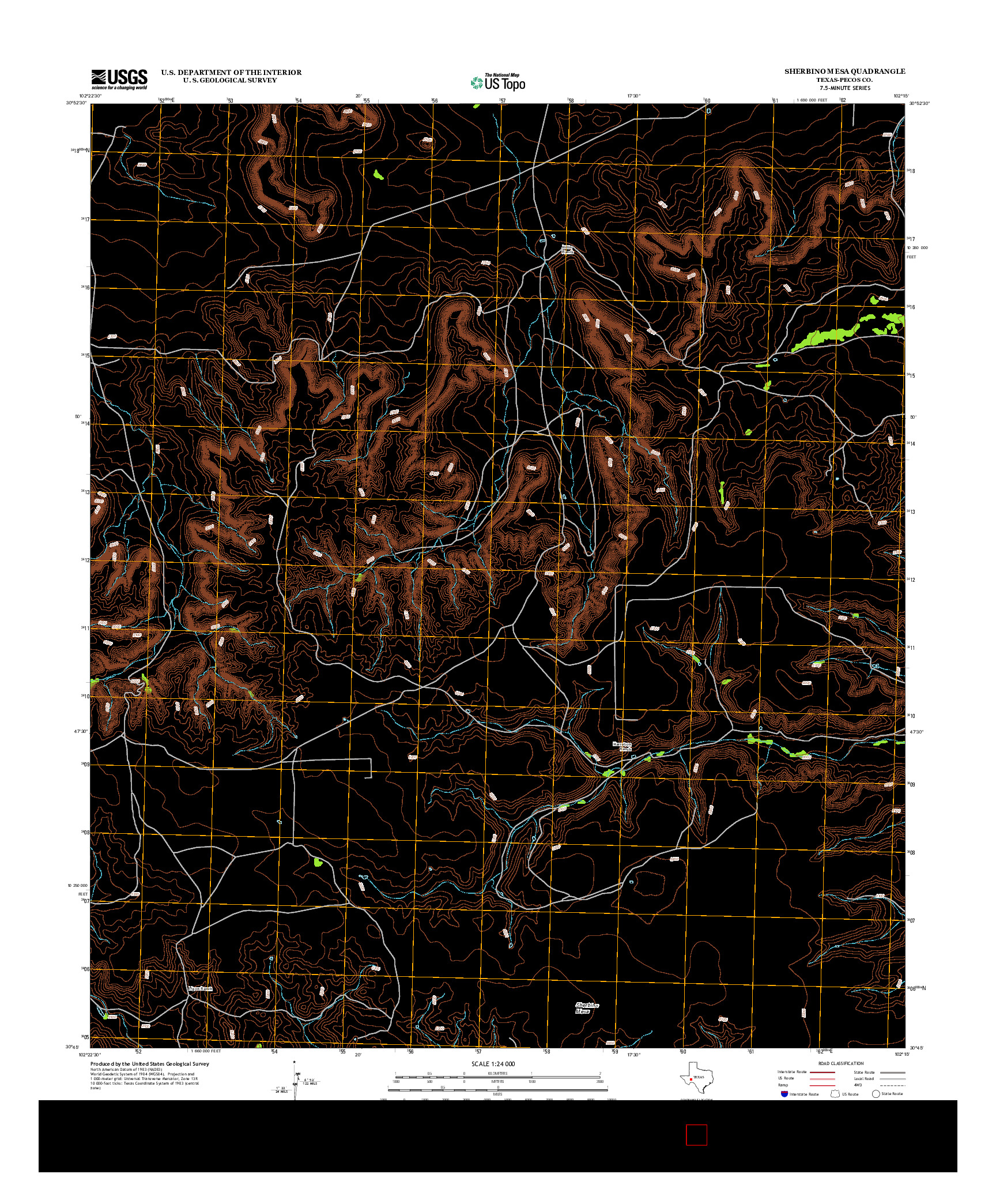 USGS US TOPO 7.5-MINUTE MAP FOR SHERBINO MESA, TX 2012