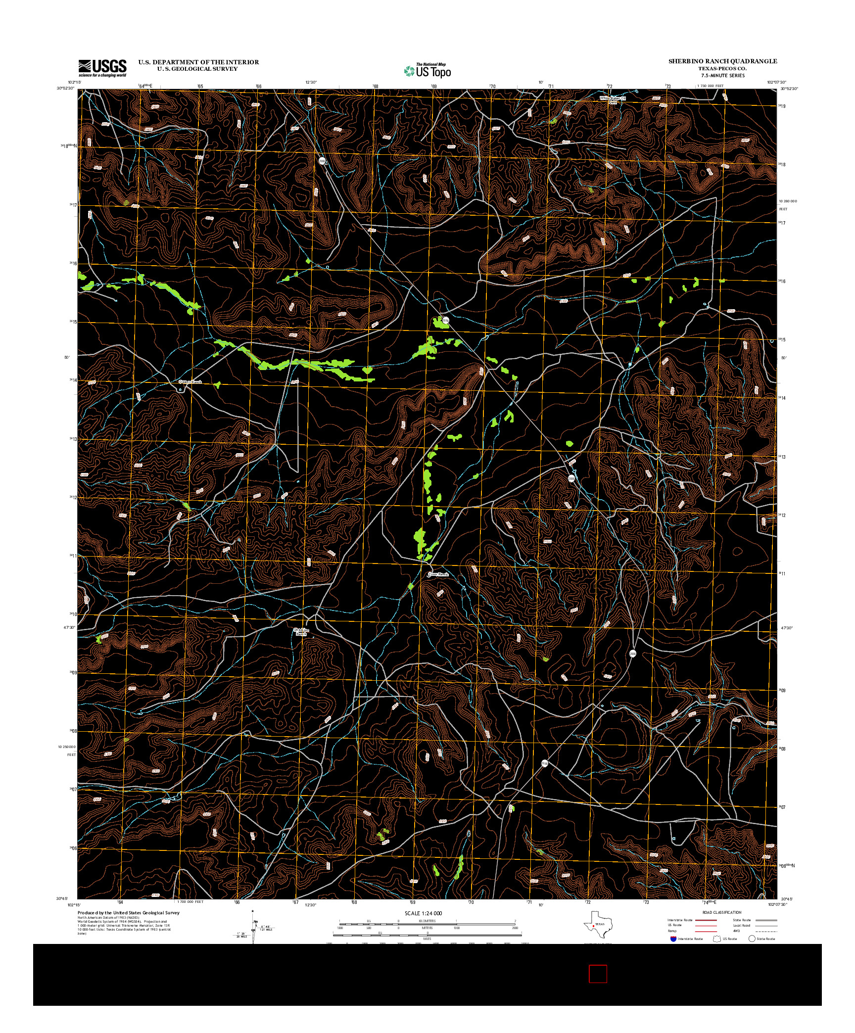 USGS US TOPO 7.5-MINUTE MAP FOR SHERBINO RANCH, TX 2012