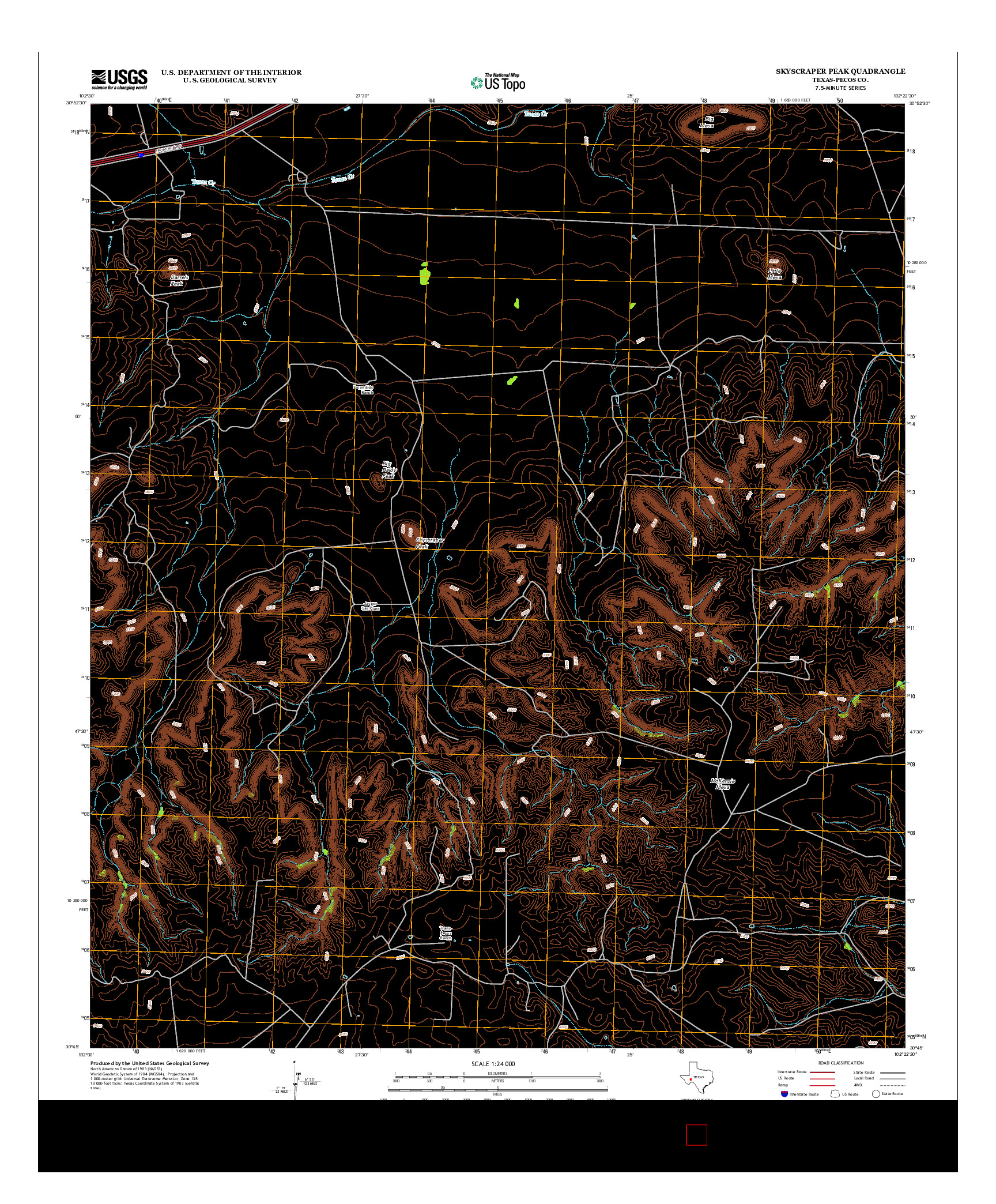 USGS US TOPO 7.5-MINUTE MAP FOR SKYSCRAPER PEAK, TX 2012