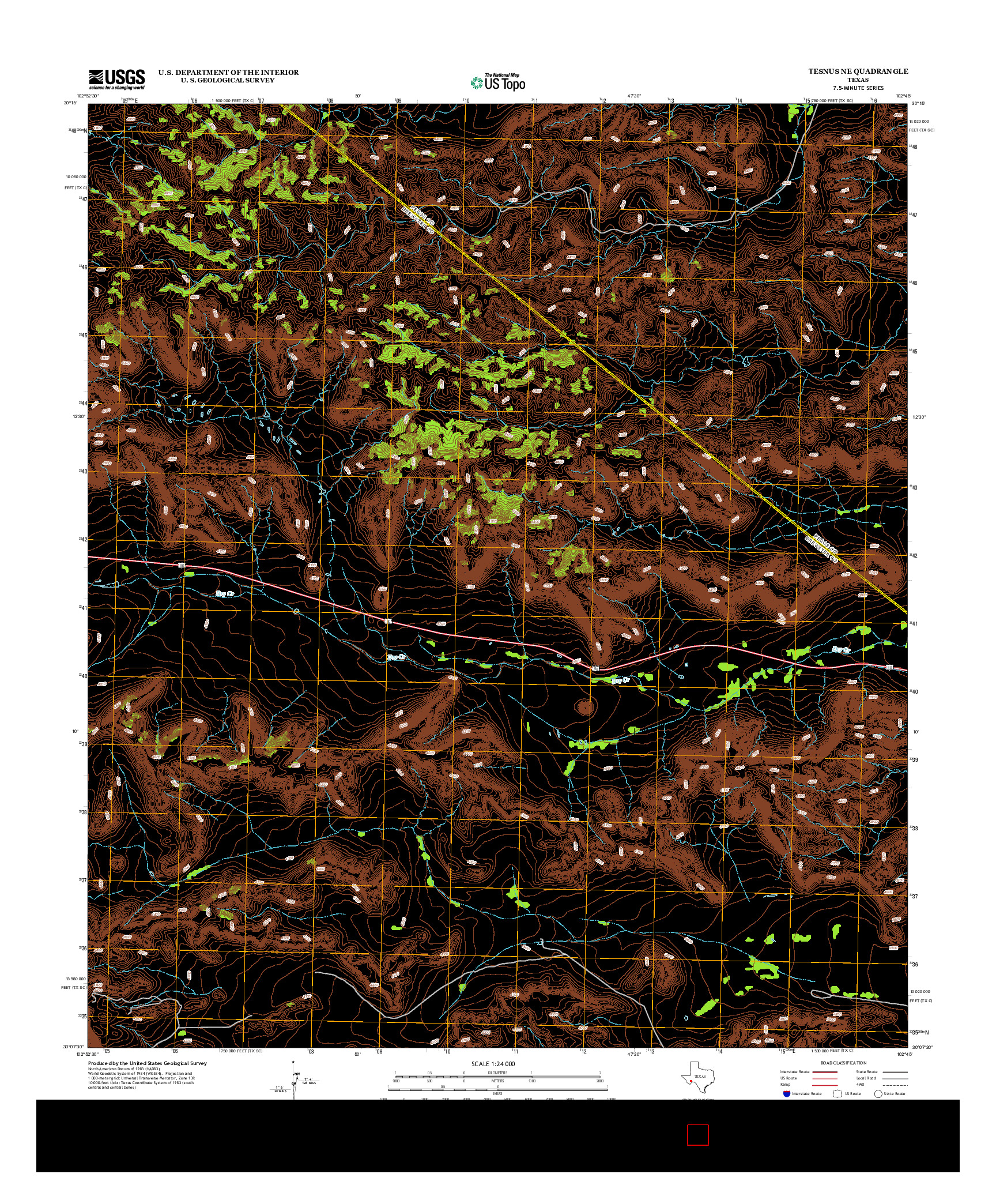 USGS US TOPO 7.5-MINUTE MAP FOR TESNUS NE, TX 2012