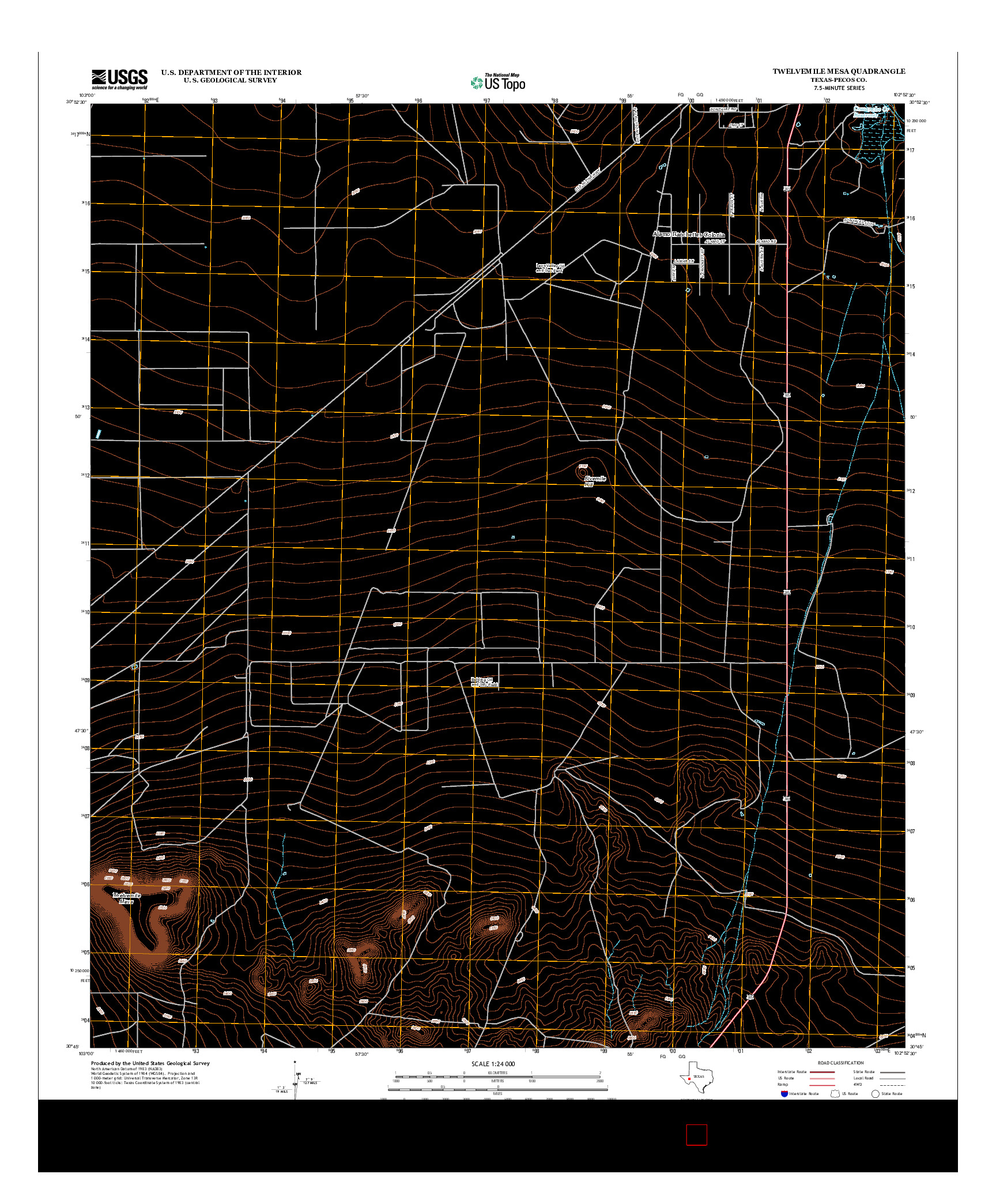 USGS US TOPO 7.5-MINUTE MAP FOR TWELVEMILE MESA, TX 2012