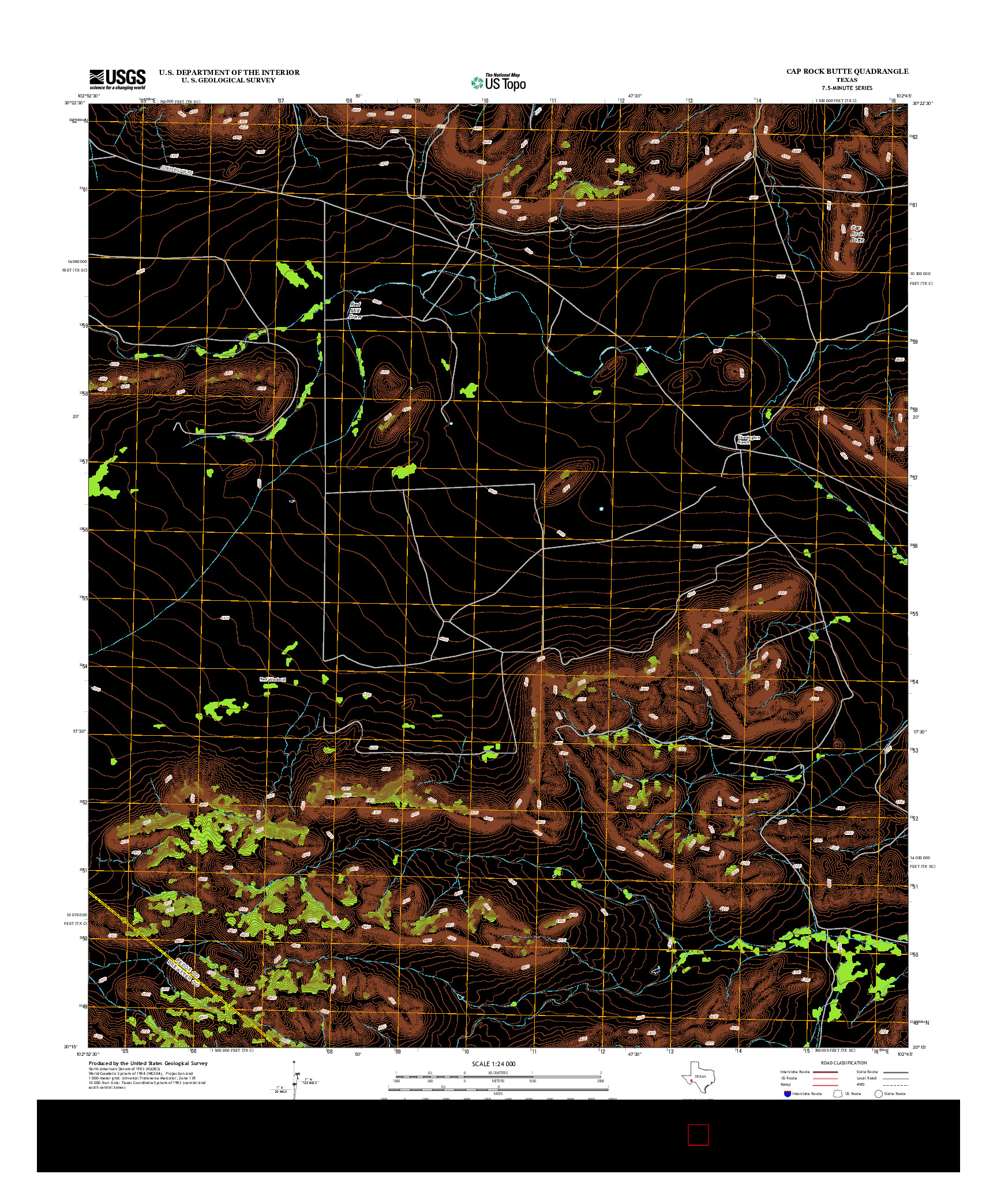 USGS US TOPO 7.5-MINUTE MAP FOR CAP ROCK BUTTE, TX 2012