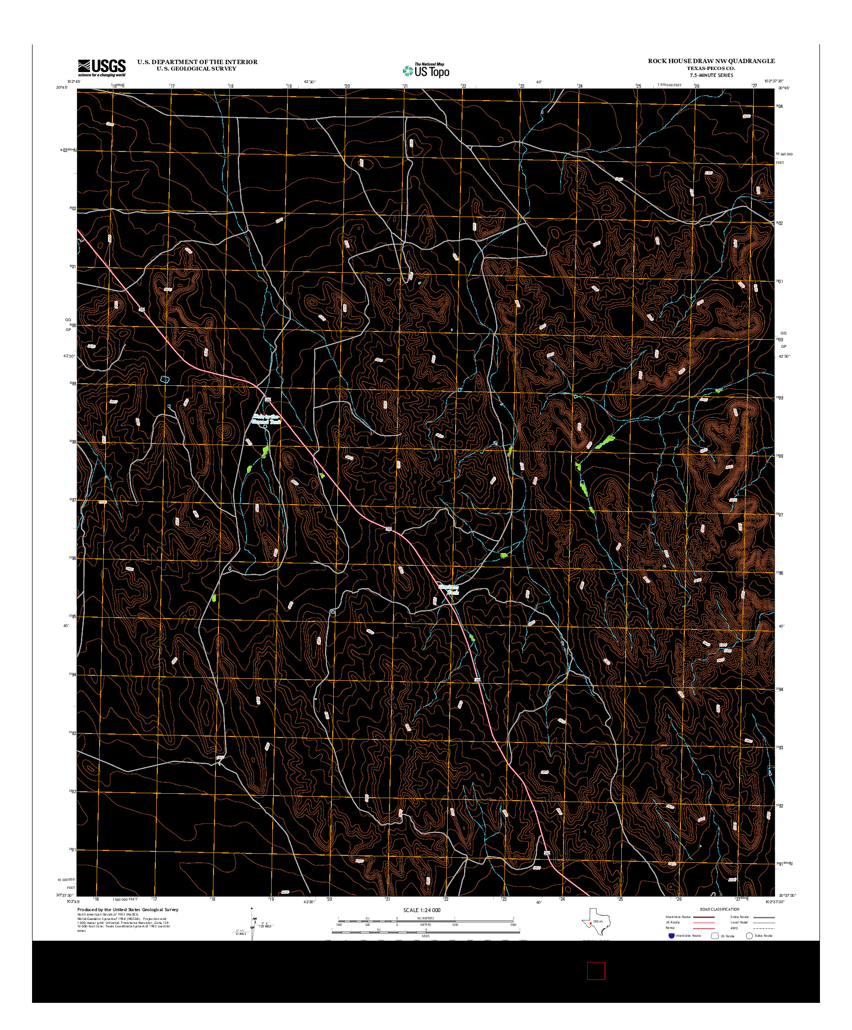 USGS US TOPO 7.5-MINUTE MAP FOR ROCK HOUSE DRAW NW, TX 2012