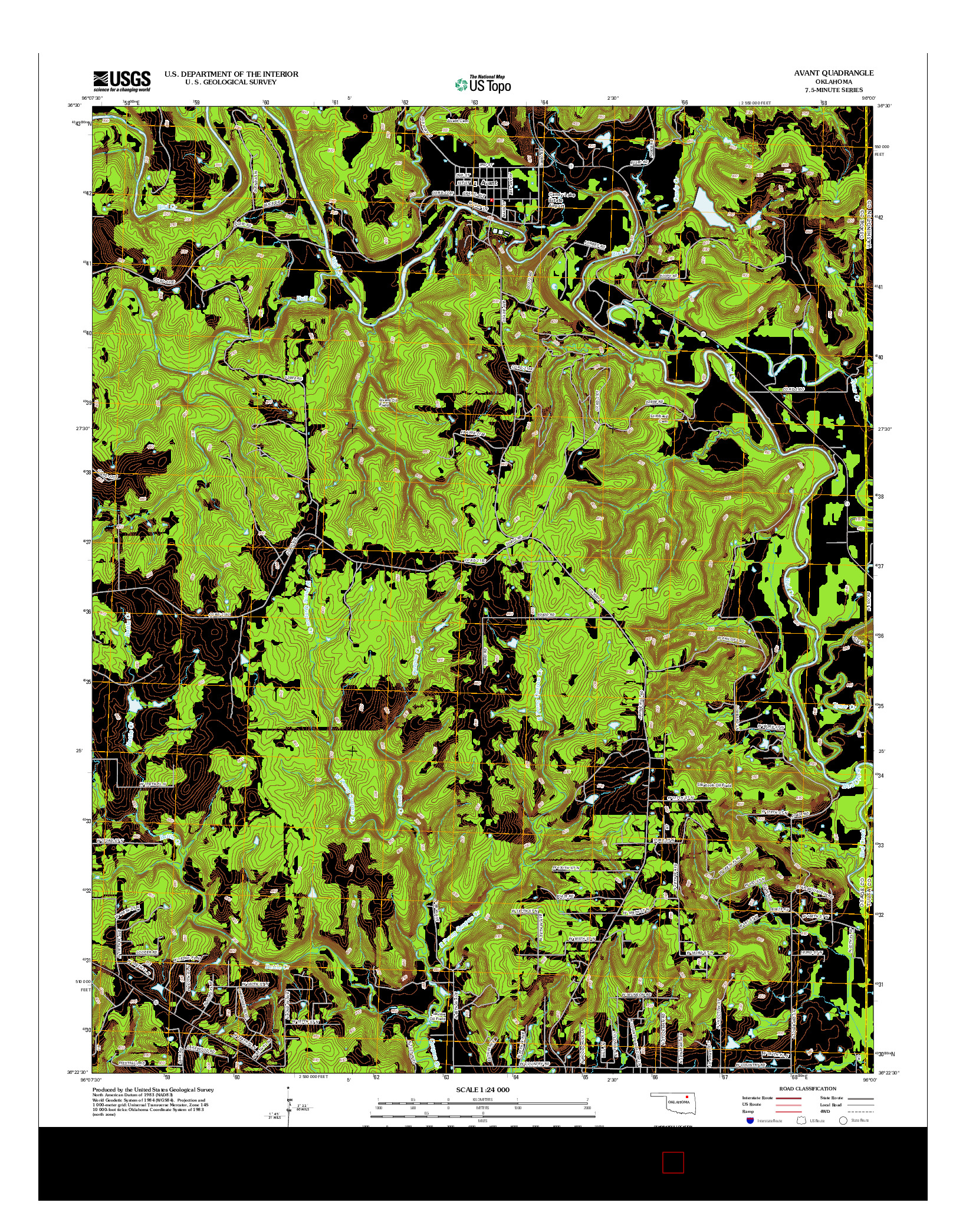 USGS US TOPO 7.5-MINUTE MAP FOR AVANT, OK 2012