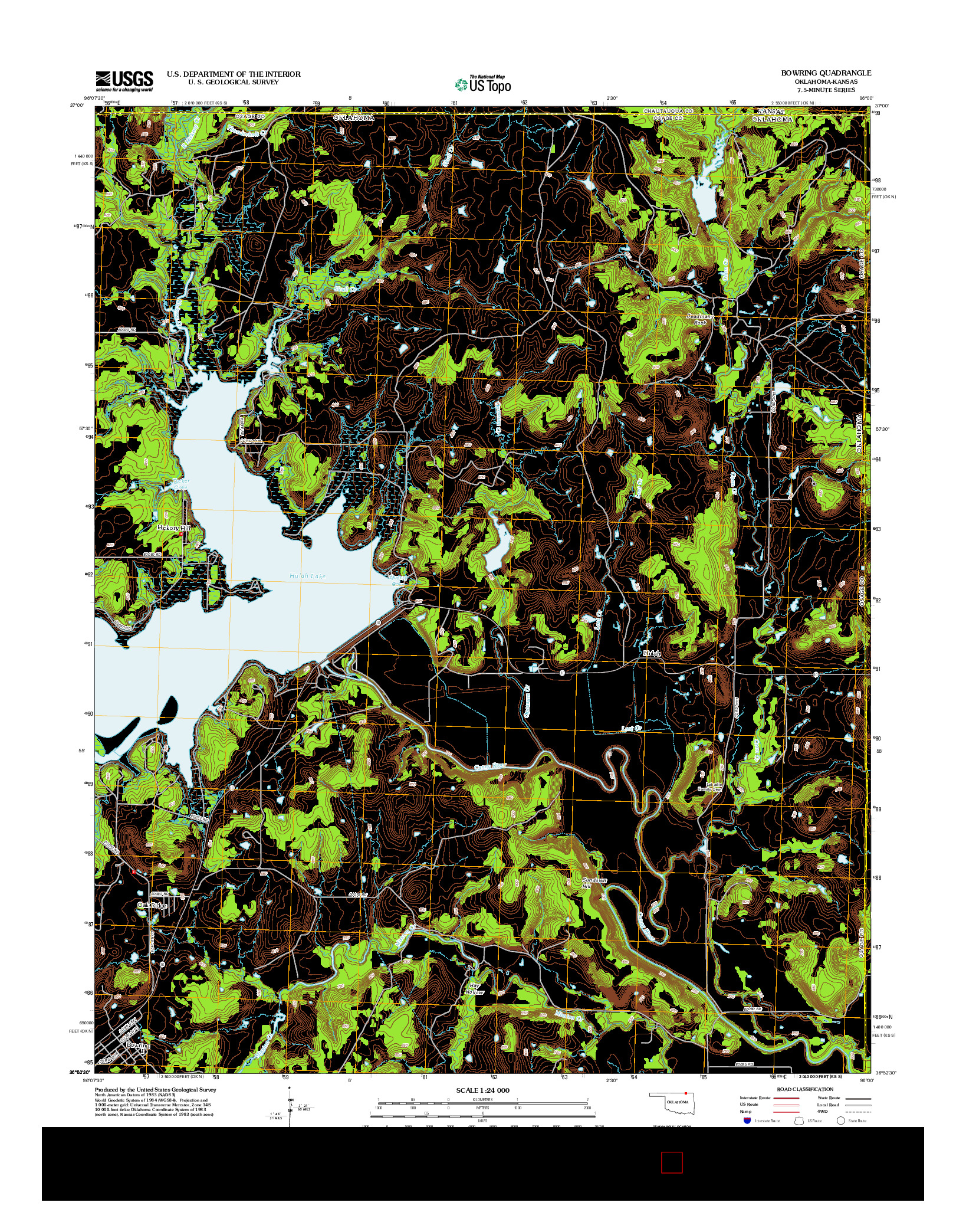 USGS US TOPO 7.5-MINUTE MAP FOR BOWRING, OK-KS 2012