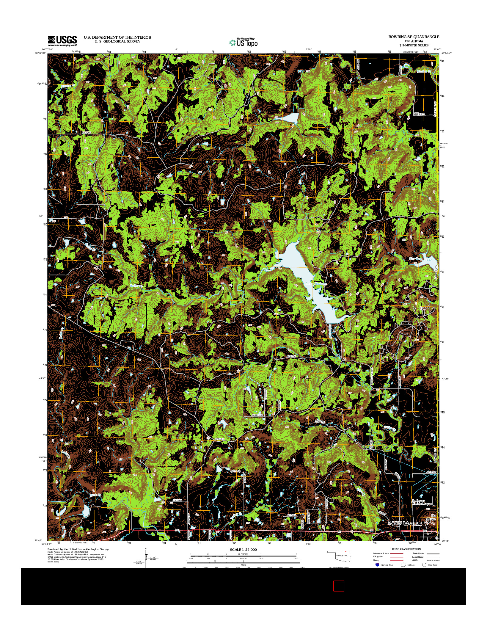 USGS US TOPO 7.5-MINUTE MAP FOR BOWRING SE, OK 2012