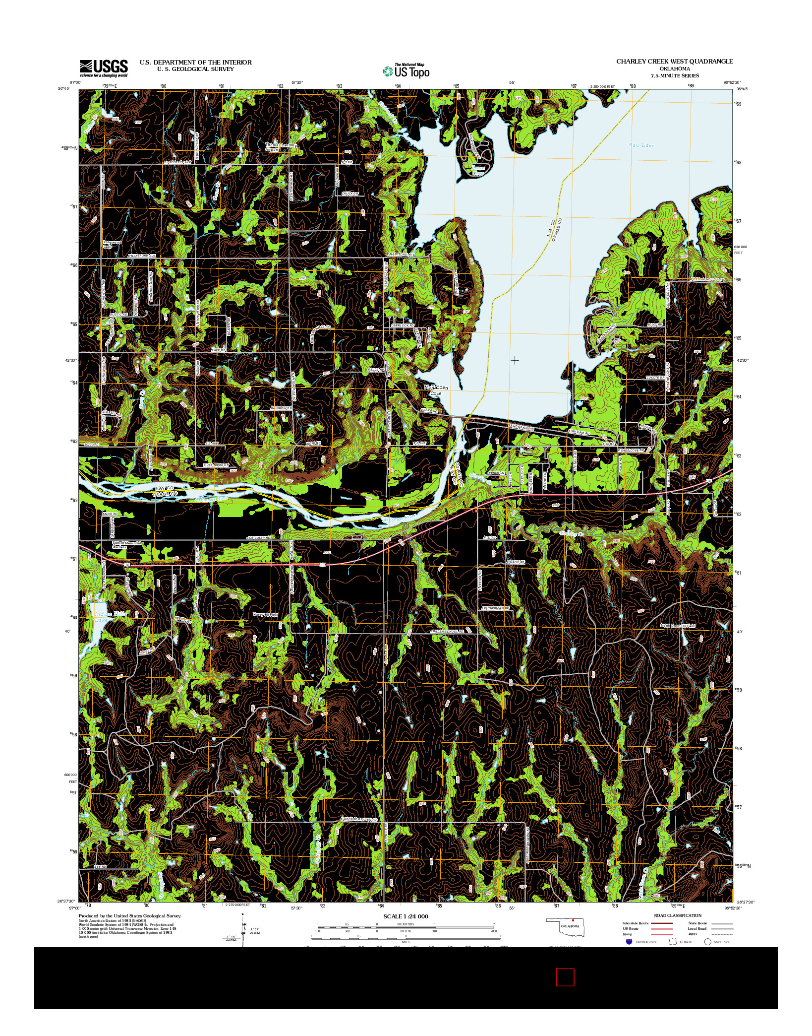 USGS US TOPO 7.5-MINUTE MAP FOR CHARLEY CREEK WEST, OK 2012