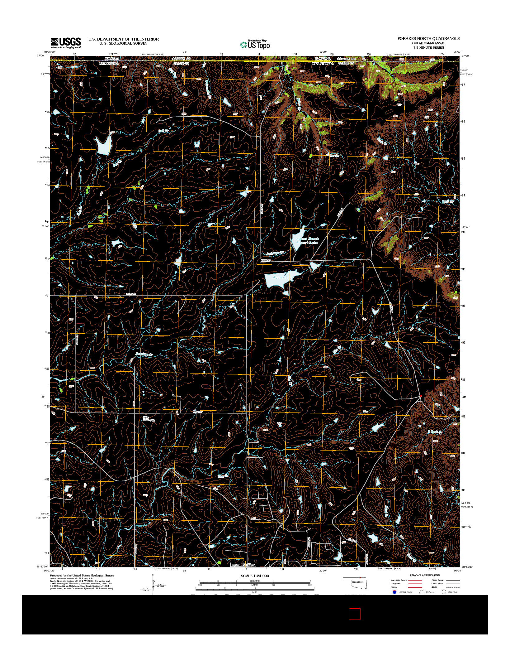 USGS US TOPO 7.5-MINUTE MAP FOR FORAKER NORTH, OK-KS 2012