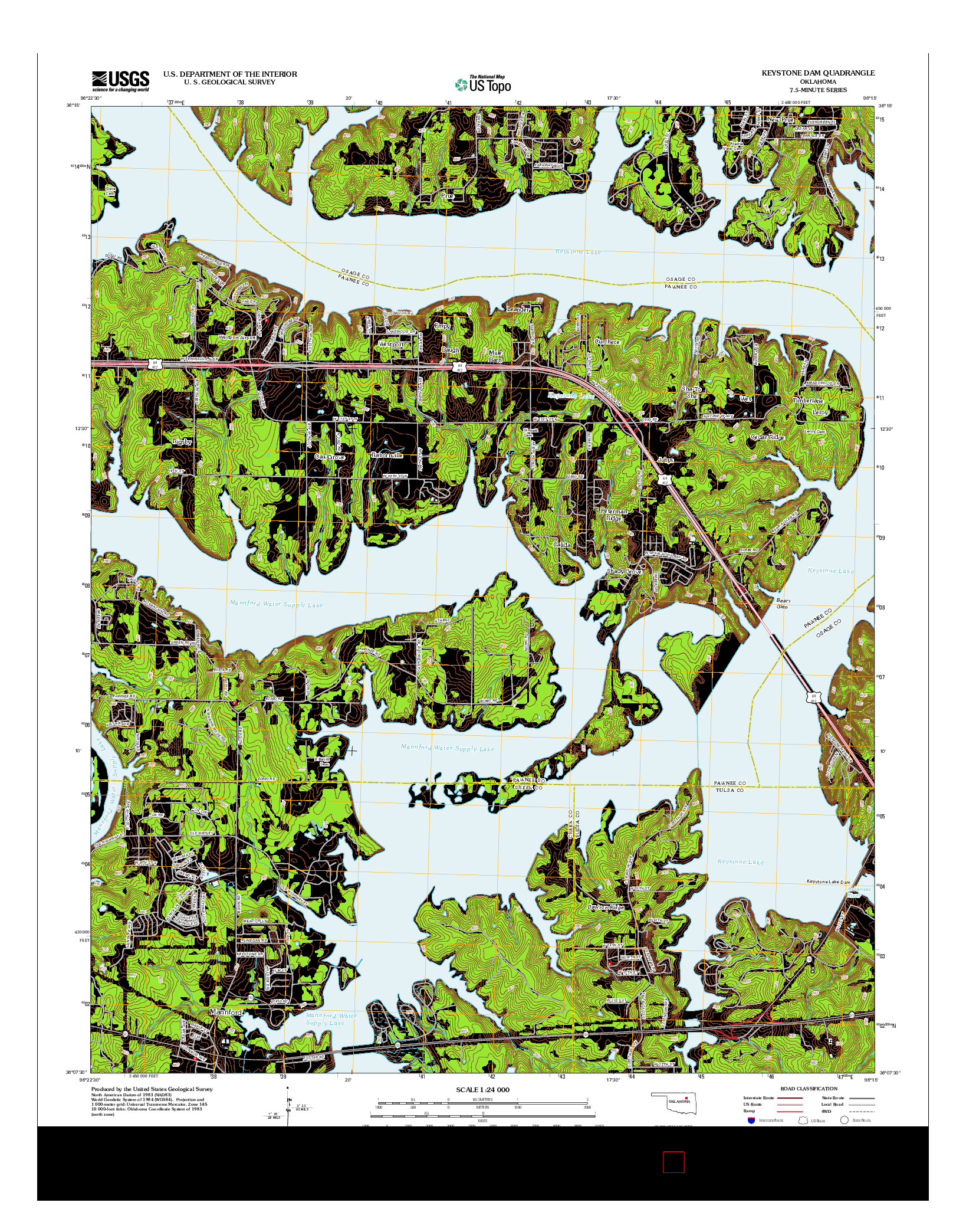 USGS US TOPO 7.5-MINUTE MAP FOR KEYSTONE DAM, OK 2012