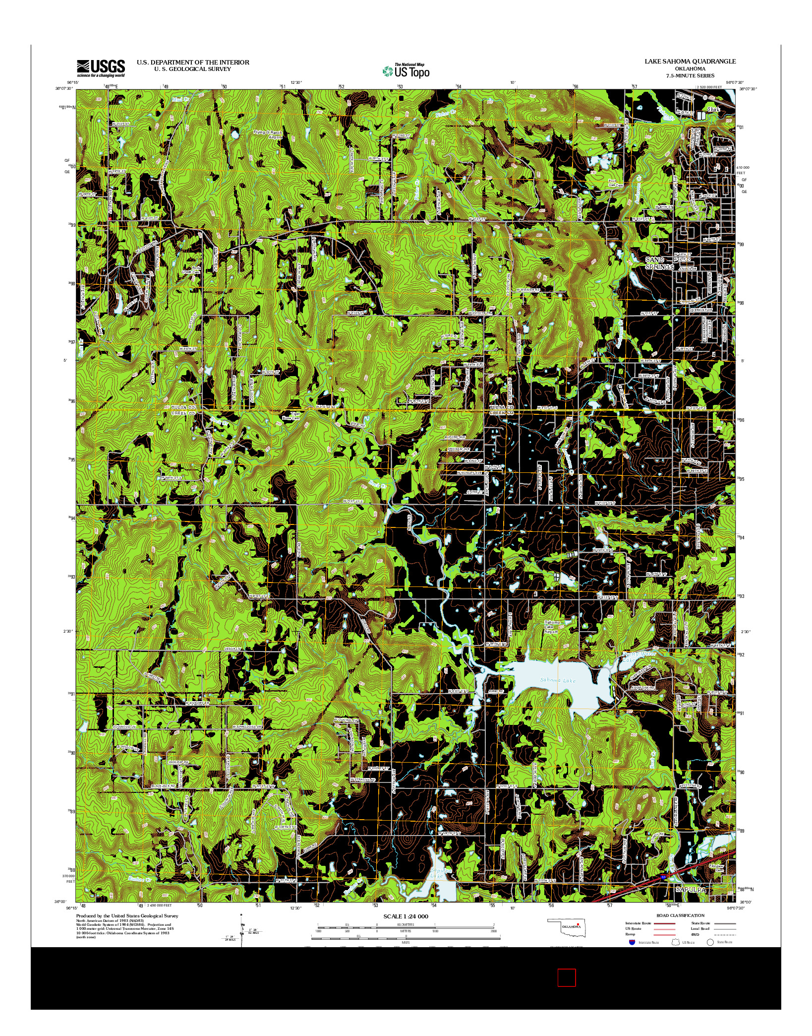 USGS US TOPO 7.5-MINUTE MAP FOR LAKE SAHOMA, OK 2012