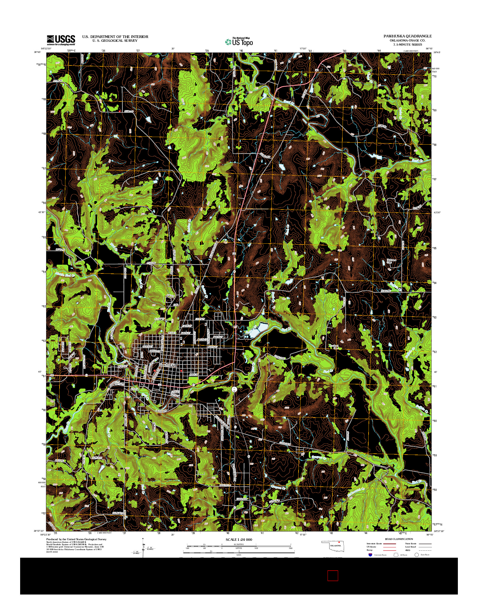 USGS US TOPO 7.5-MINUTE MAP FOR PAWHUSKA, OK 2012