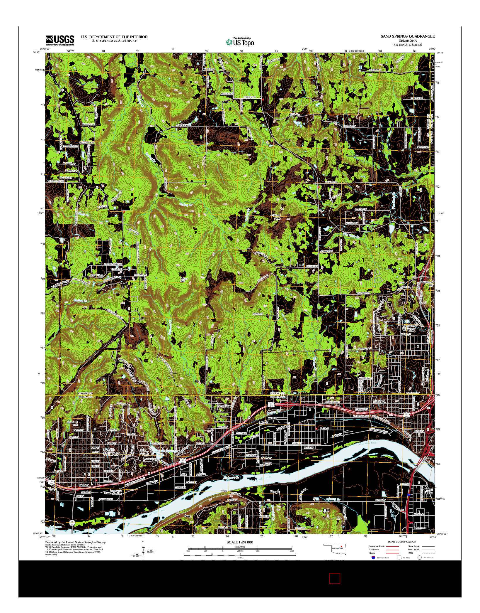 USGS US TOPO 7.5-MINUTE MAP FOR SAND SPRINGS, OK 2012