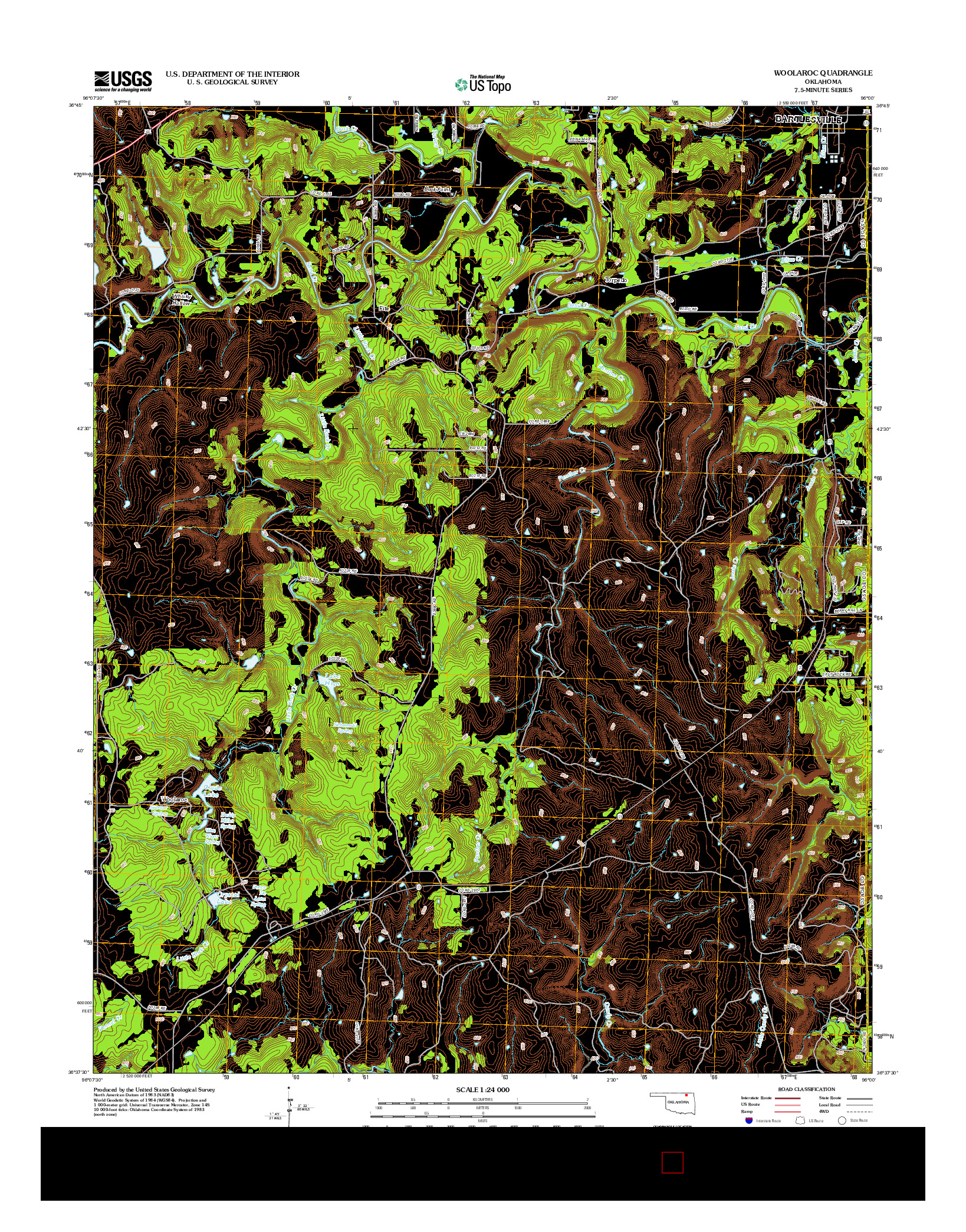 USGS US TOPO 7.5-MINUTE MAP FOR WOOLAROC, OK 2012