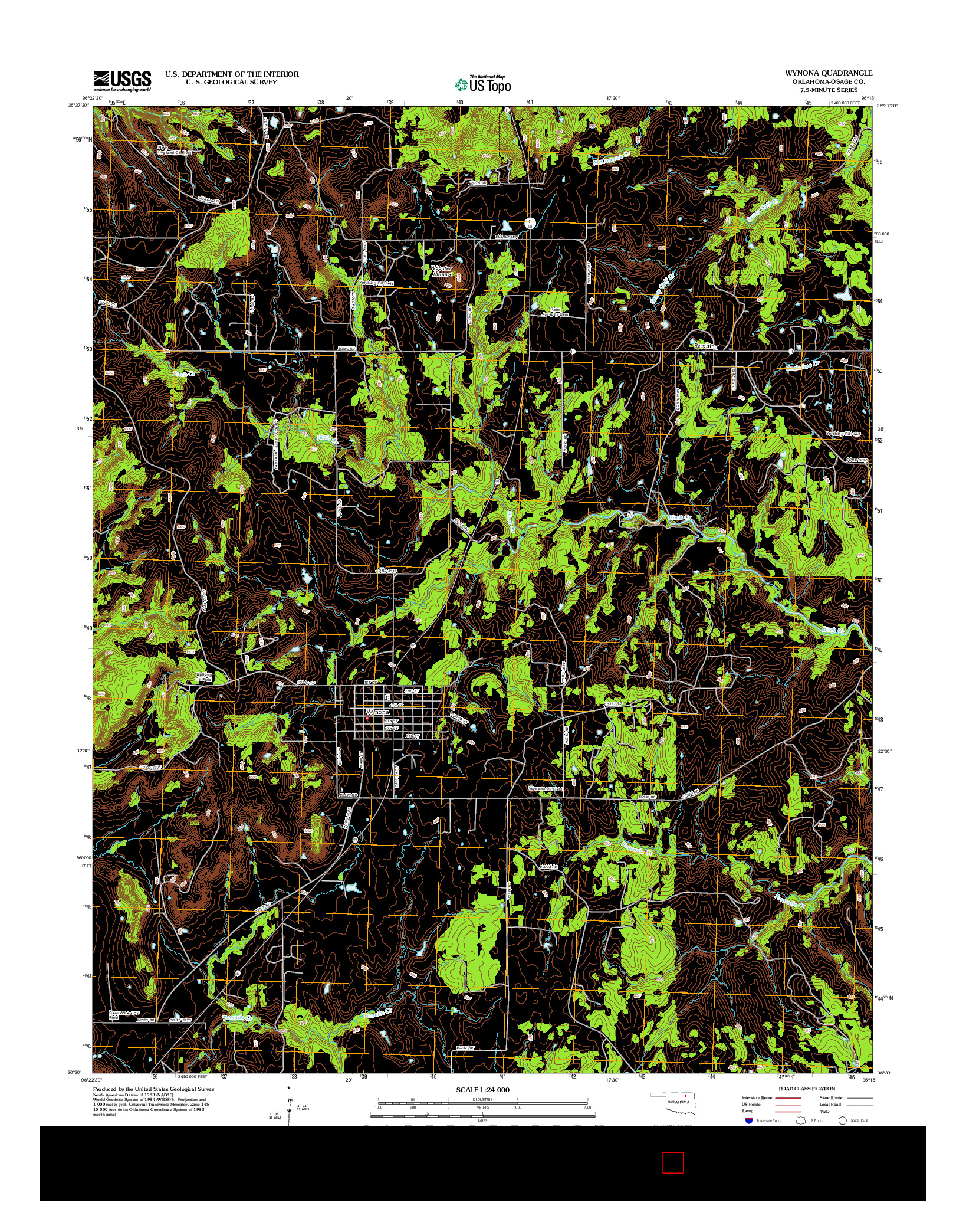 USGS US TOPO 7.5-MINUTE MAP FOR WYNONA, OK 2012