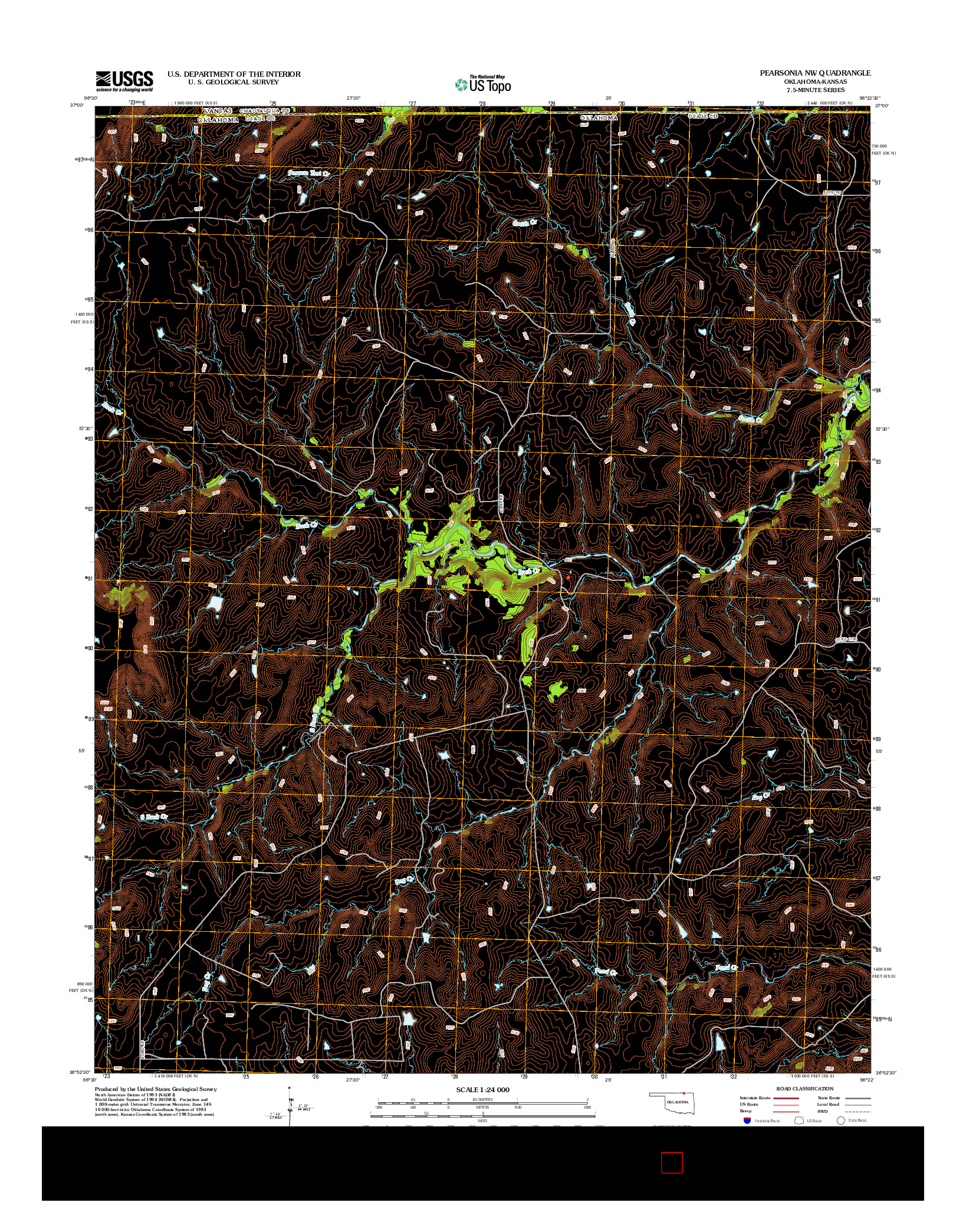 USGS US TOPO 7.5-MINUTE MAP FOR PEARSONIA NW, OK-KS 2012